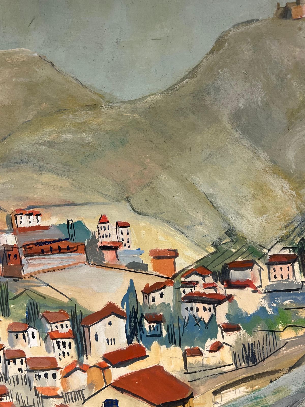 Bernard Labbe1950's Red Roof French Village With Rolling Hills And Coastal Views1950's photo 505.0
