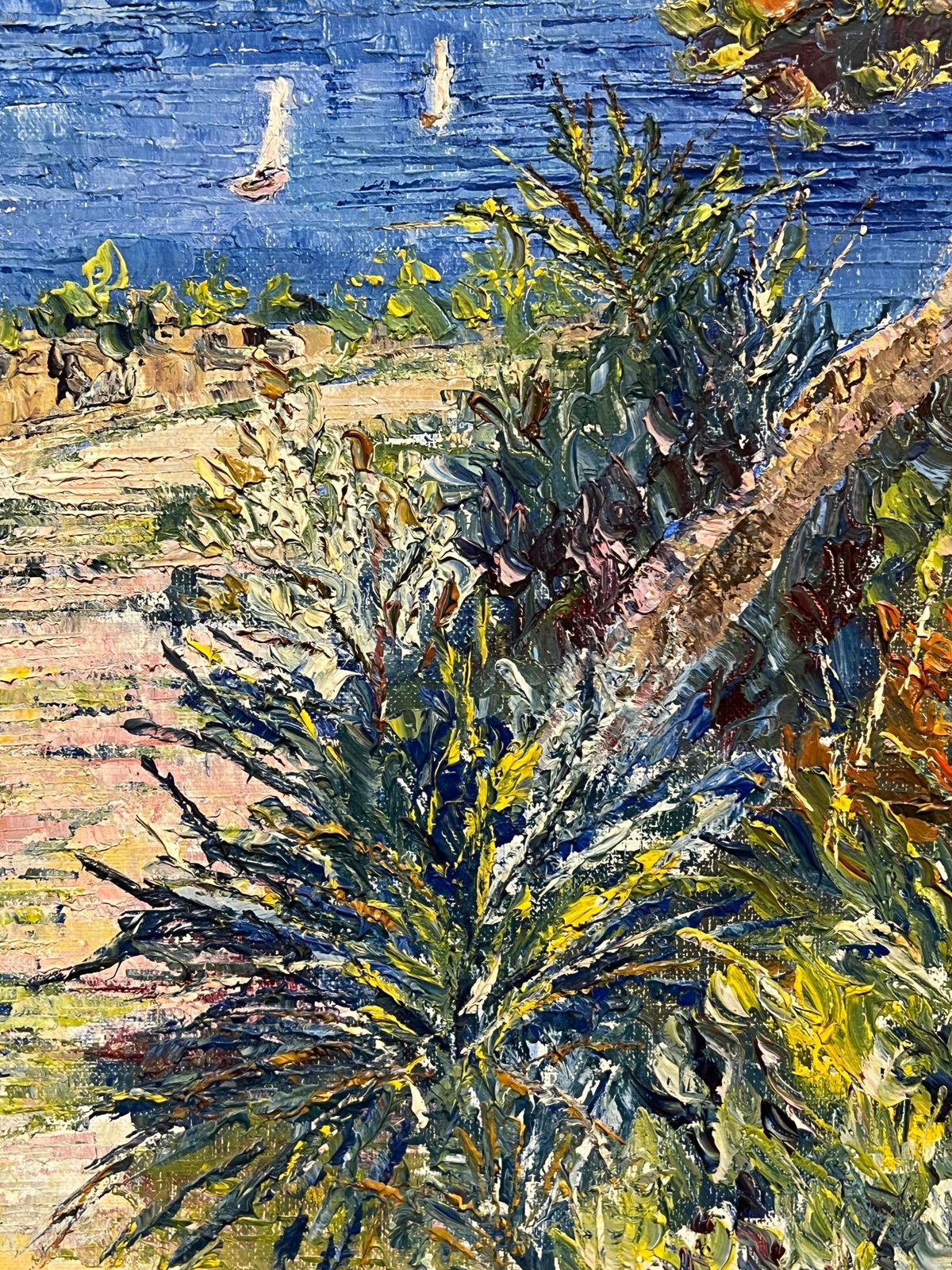 French Schoolvillefranche France Mediterranean Coastal View Rocky Path Bright Blue Frame photo vinterior