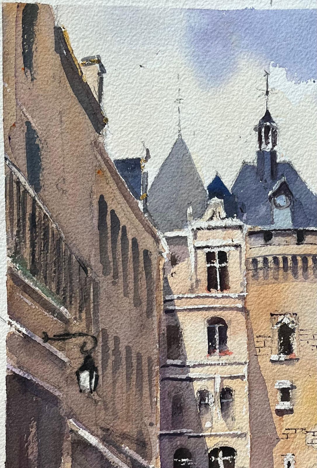 Anthony Averybritish Impressionist Watercolor Of Architectural Charm In Loches Town Square photo 459.0