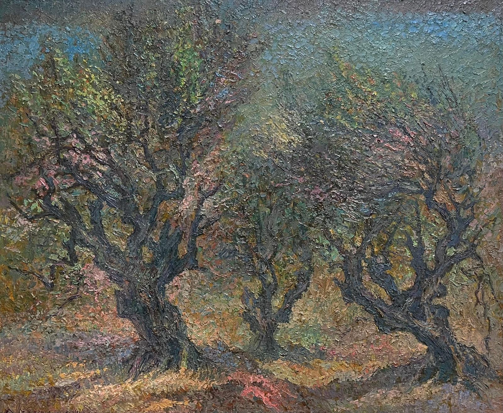 Raymond Normandpost Impressionist Oil Painting Olive Groves Under Blue Skies French Painting