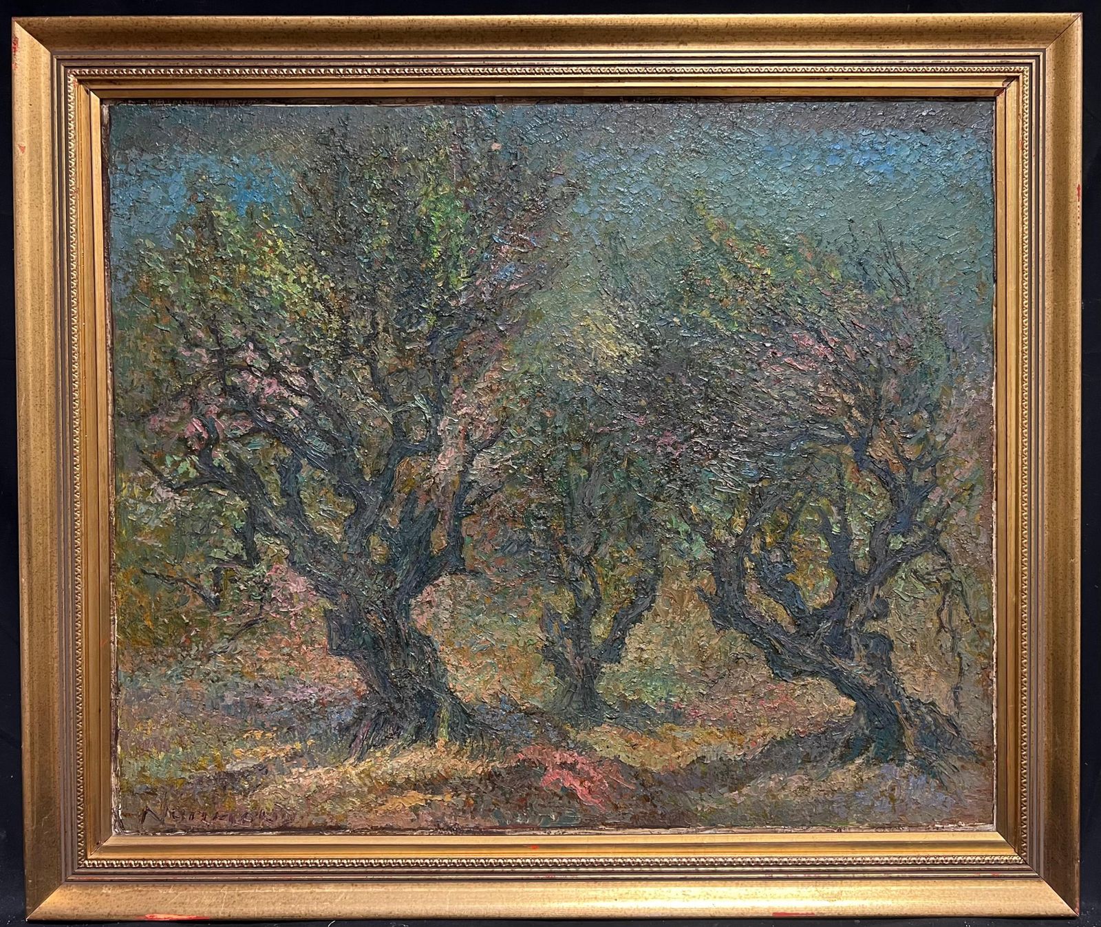Raymond Normandpost Impressionist Oil Painting Olive Groves Under Blue Skies French Painting photo furniture