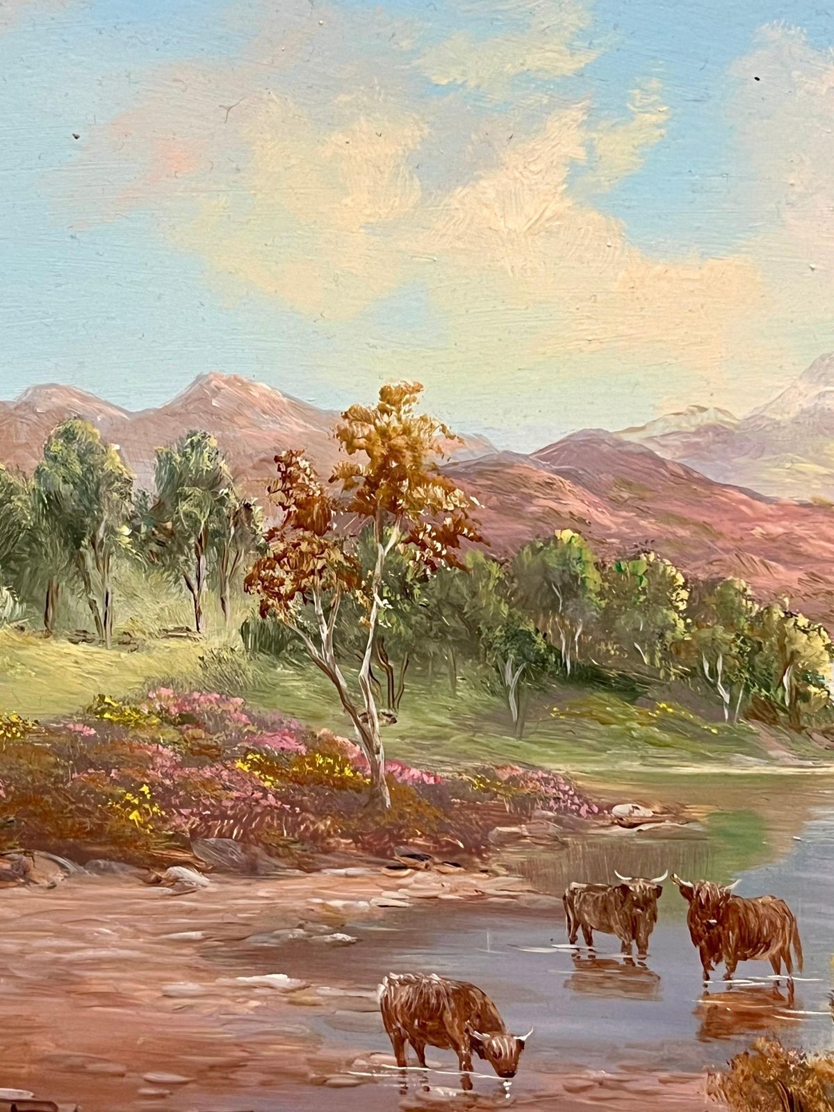 Prudence Turnerhighland Cattle Grazing Scotland Loch Rannoch Landscape Signed Oil Paintingc. 1970's photo 1478.0