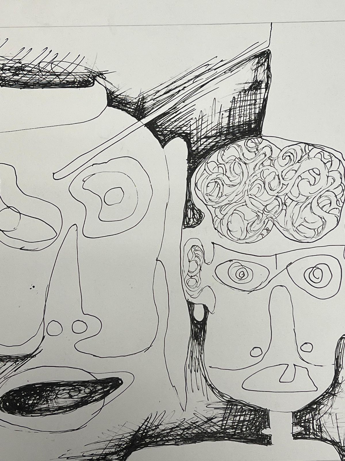 Claude Lagoucheoriginal 1970's French Line Drawing With Faces And Figuresc. 1970's photo Art
