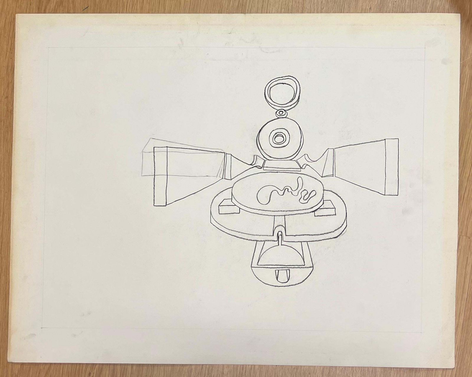 Claude Lagoucheoriginal 1970's Abstract French Geometric Line Drawingc. 1970's photo for sale