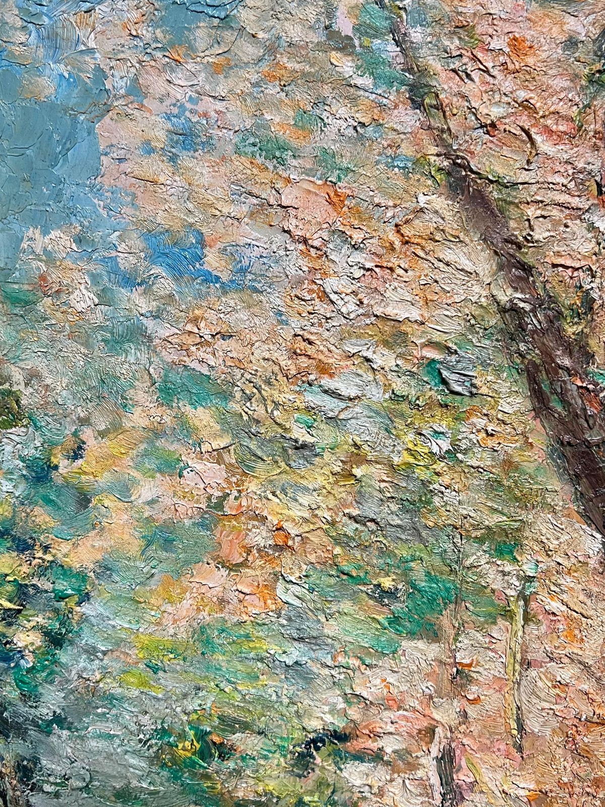 J.Bredechelarge 1970's French Post Impressionist Oil Painting Of Dappled Sunlit Forest1970's photo Art