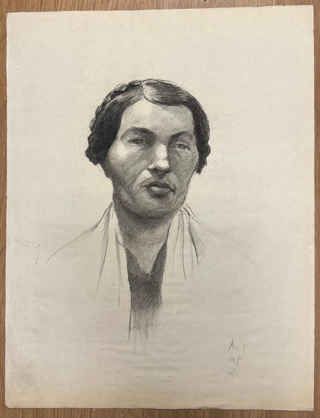 Josine Vignonmid Century French Drawing Of A Portrait Of A Woman With Braided Hair1950's photo furniture