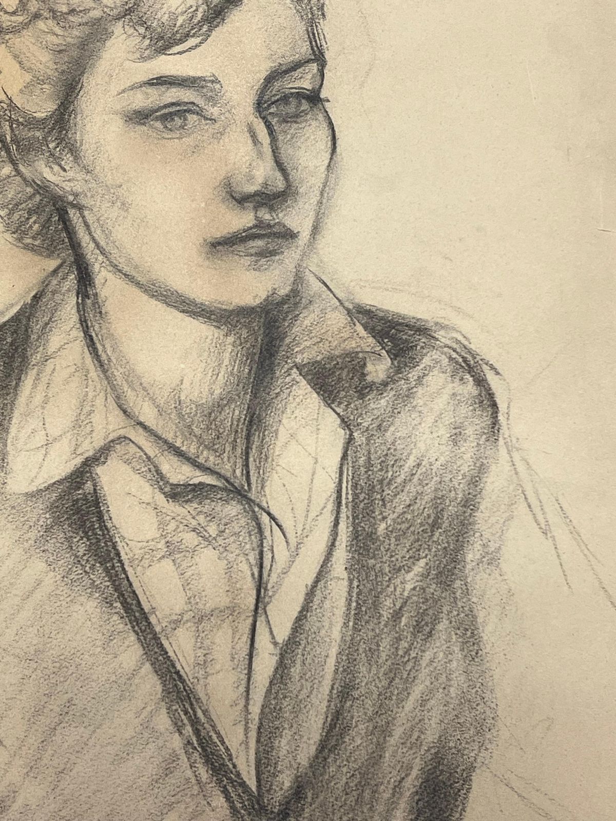 Josine Vignonmid Century French Charcoal Portrait Of A Thoughtful Woman1945 photo 301.0