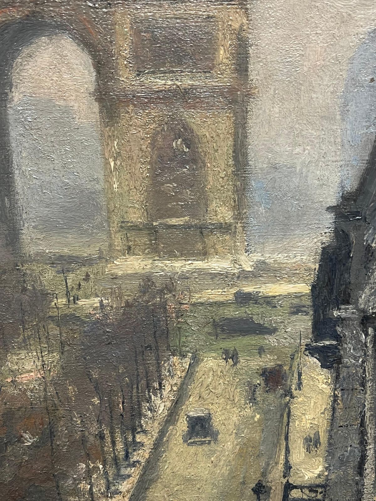 French Schoolantique Original French Impressionist Oil Painting The Arc De Triomphe Parisc. 1900 photo for sale