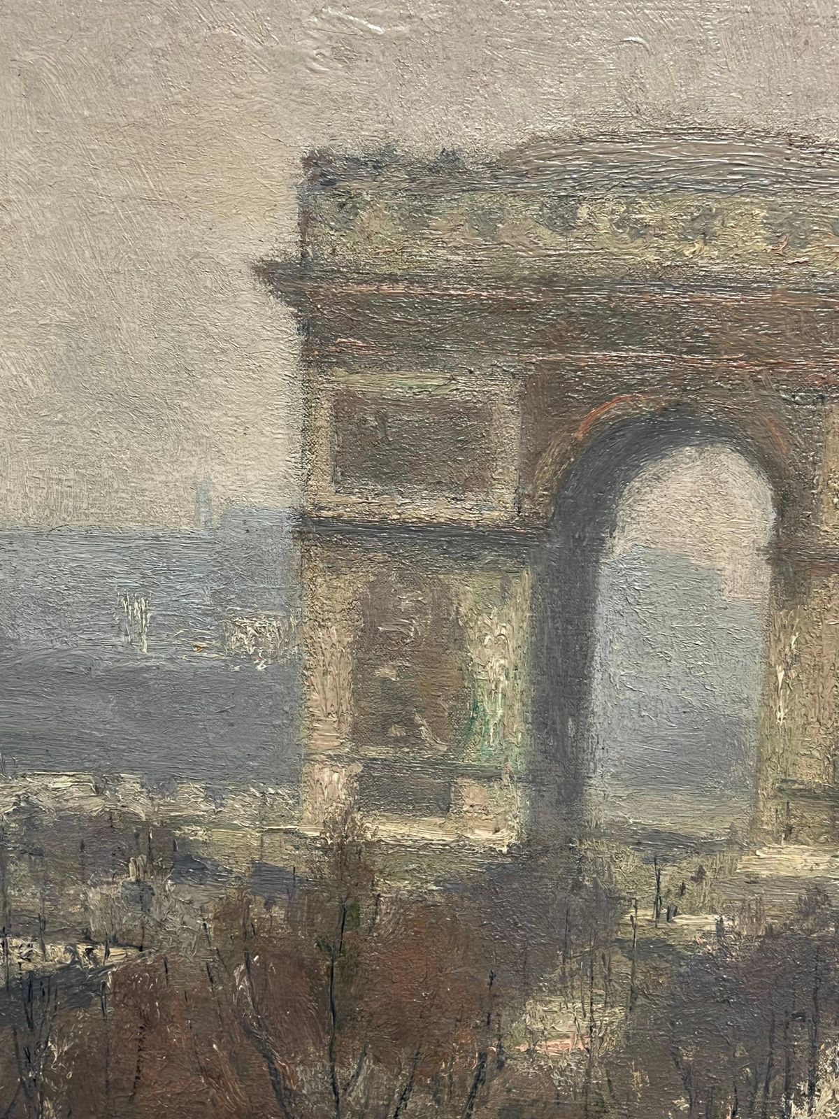 French Schoolantique Original French Impressionist Oil Painting The Arc De Triomphe Parisc. 1900 photo Art