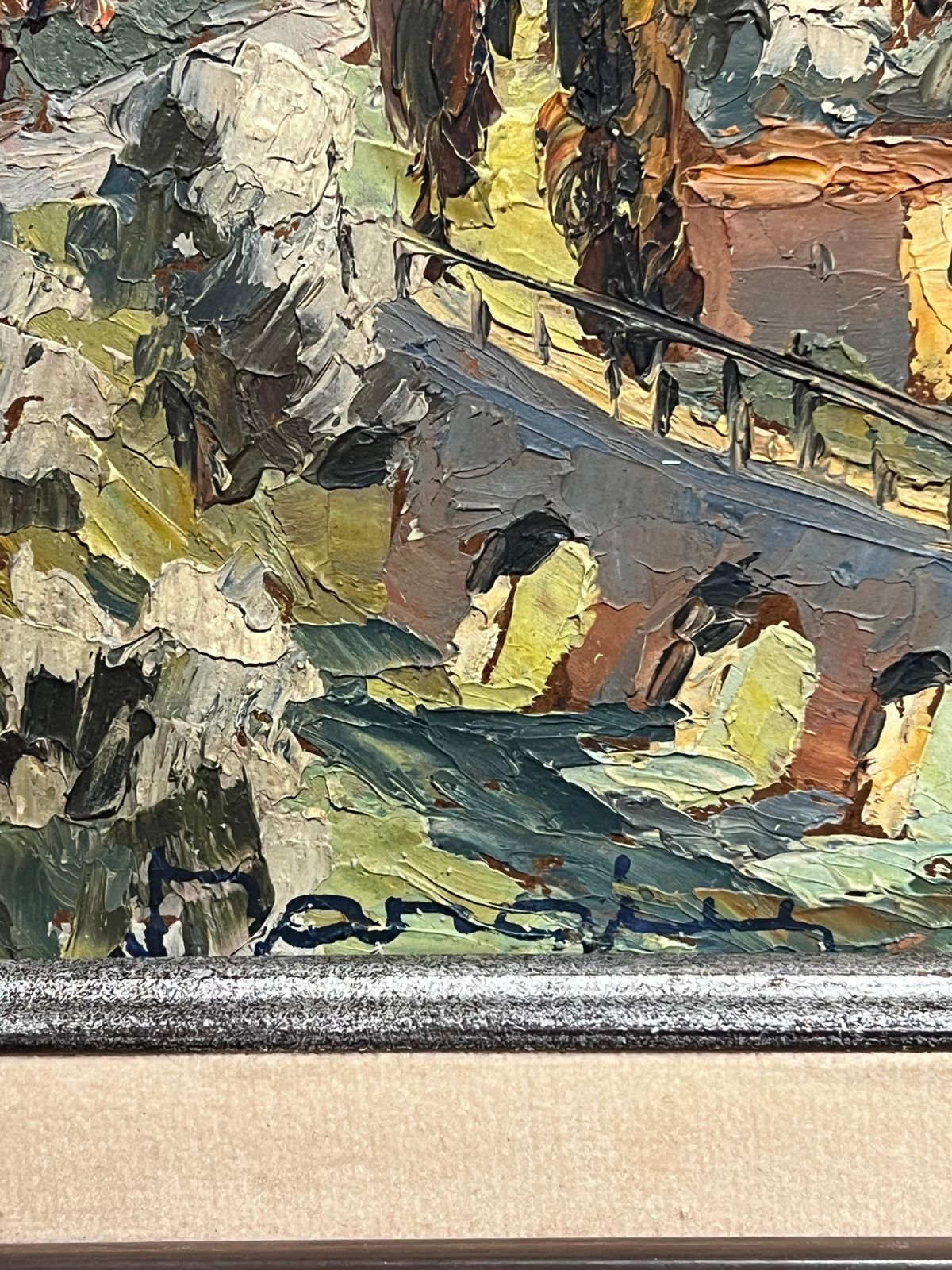 Charles Manginvintage Mediterranean Hill Village Impressionist Oil Painting Provence Landscape photo vintage