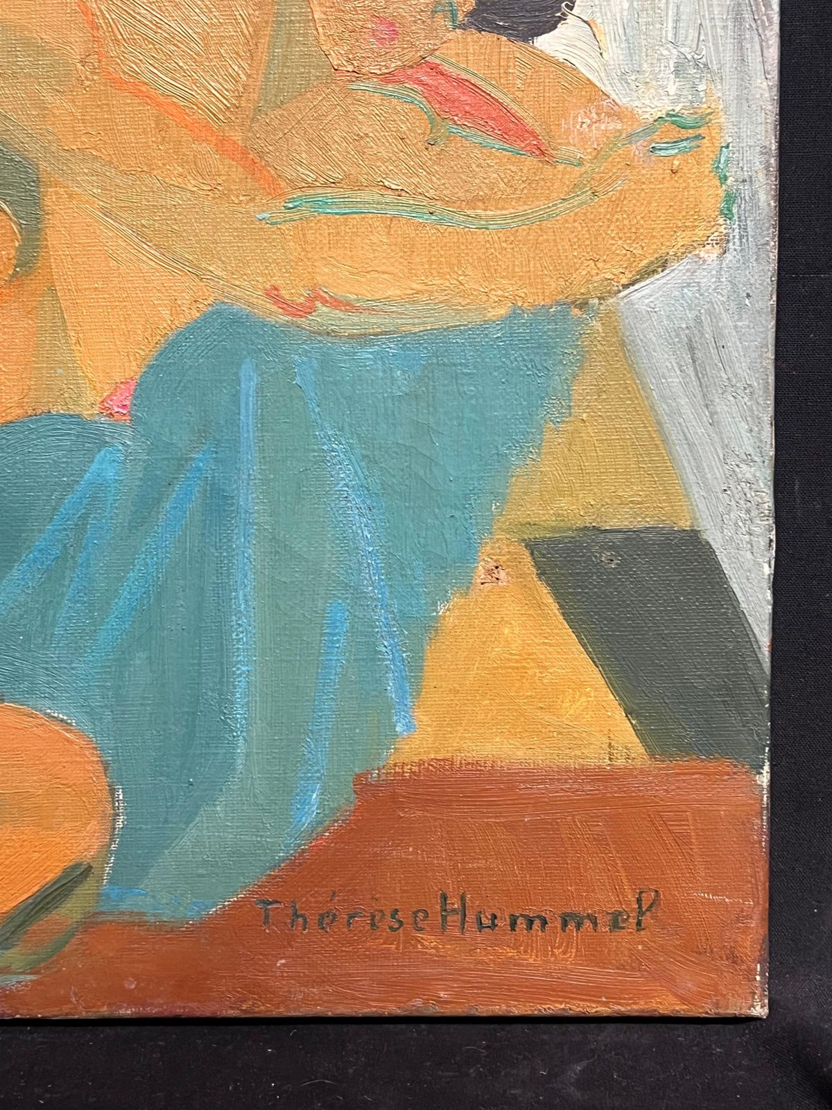 Therese Hummelmid 20th Century French Oil Painting Cubist Portrait Of Nude Lady Signed1954 photo vinterior