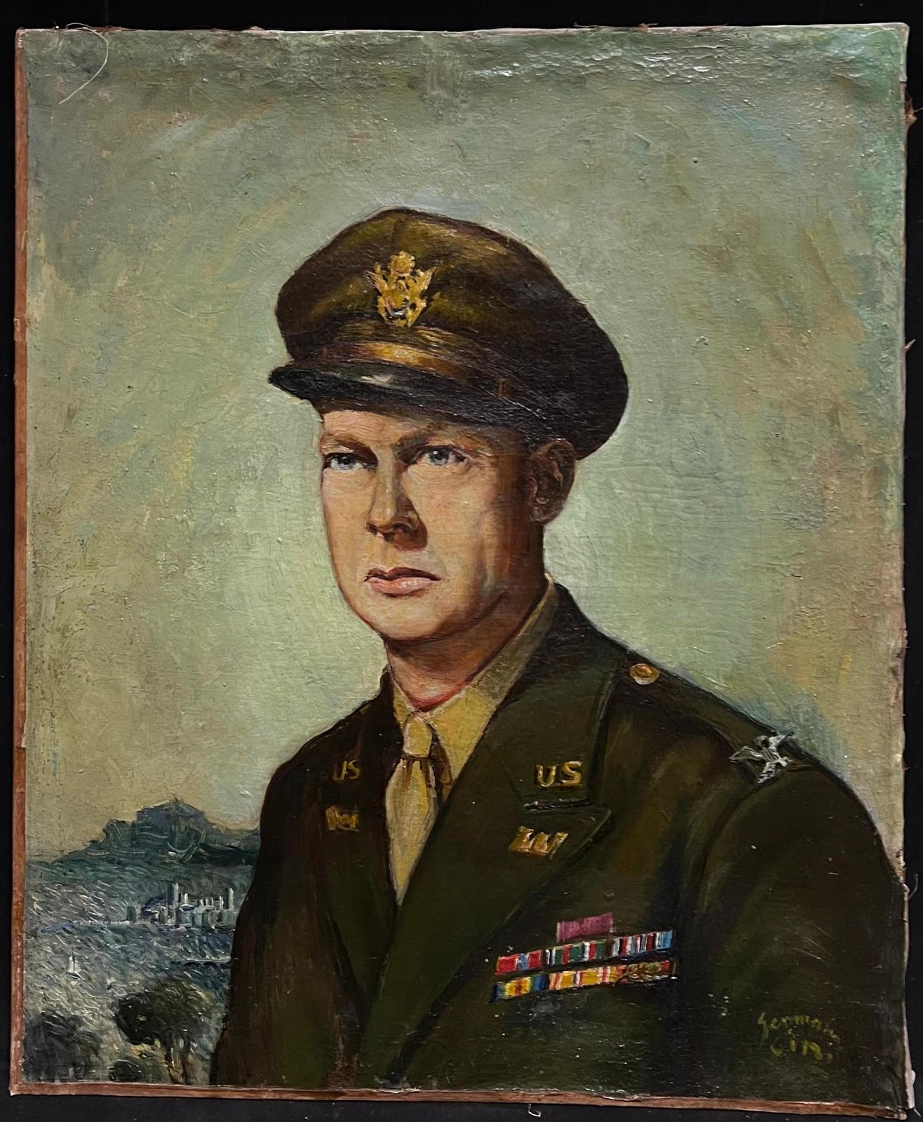 French Schoolportrait Of Dwight D. Eisenhower (1890–1969) Original 1951 French Oil Painting1951 photo furniture