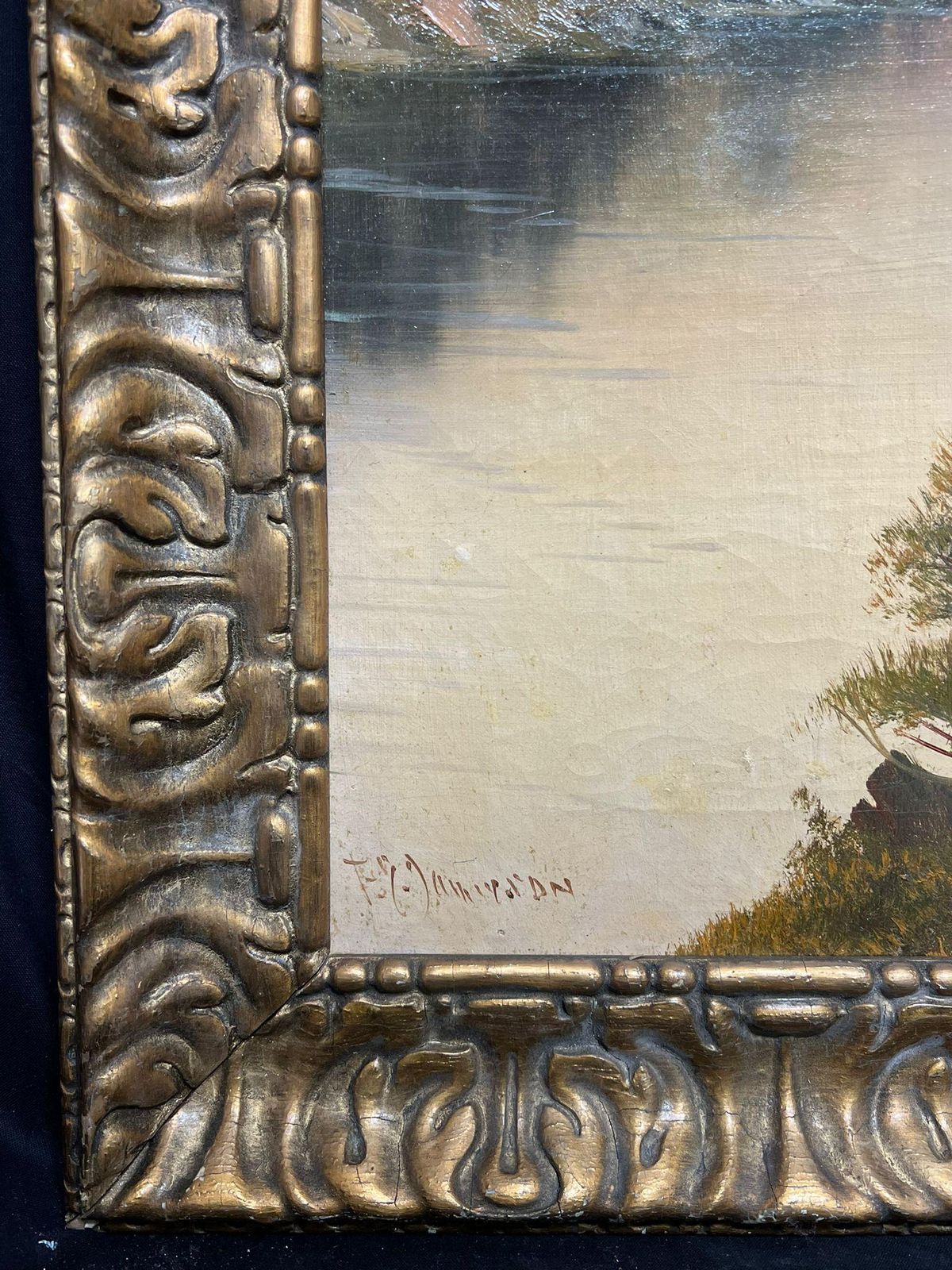 F. E. Jamiesonmajestic Highland Loch Landscape Serenity Oil Painting Scenic Mountain Lake1920's photo vintage