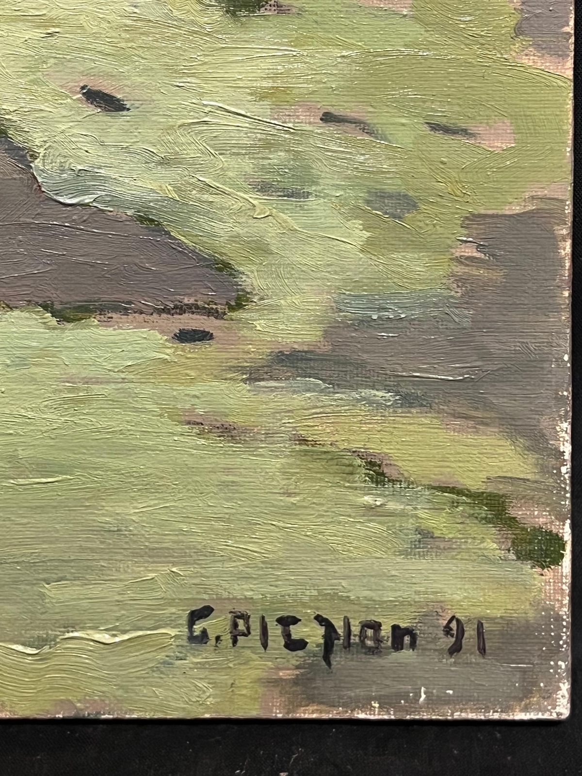 Guy Pichonwindy Shoreline French Coastal Scene With Cliffs & Green Rolling Waves Normandy1991 photo 1295.0