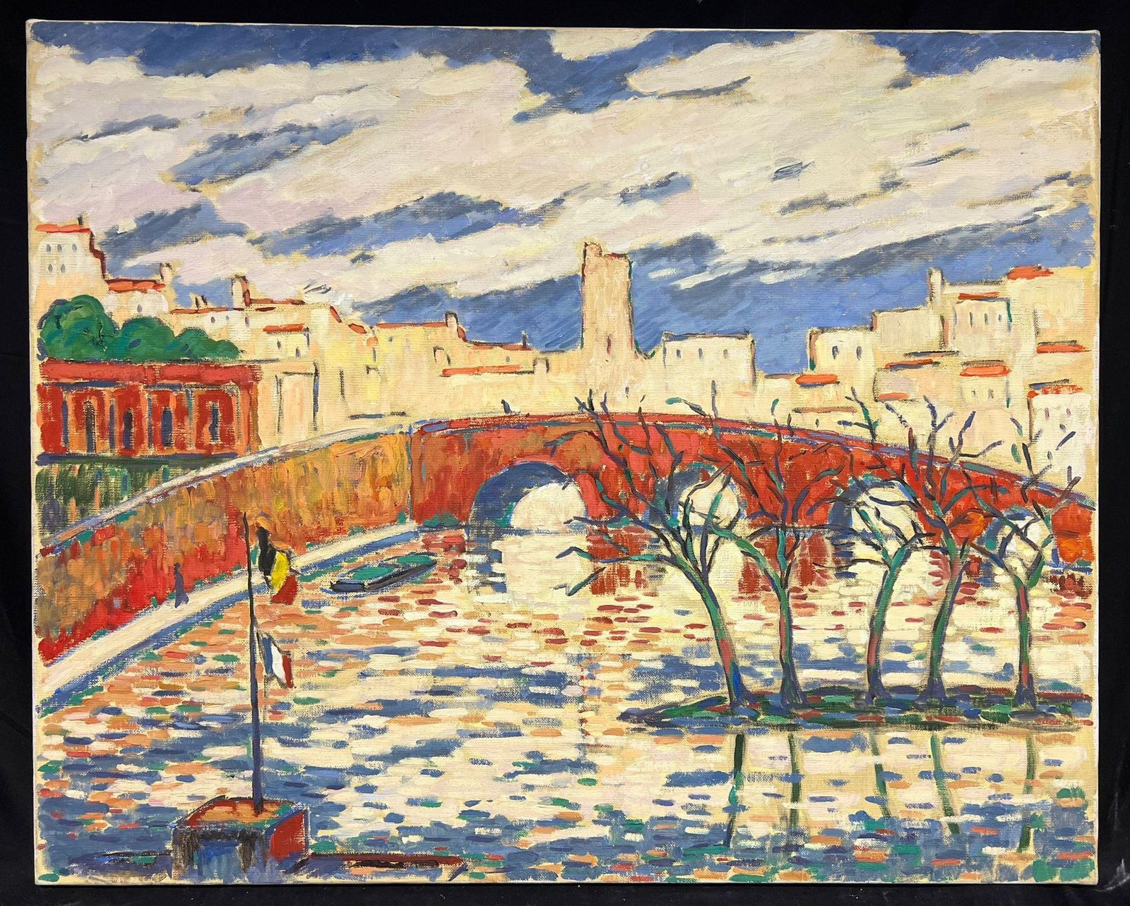 Guy Pichonpont De L 'Eze Pertuis Vaucluse French Modernist Original Oil Painting photo furniture