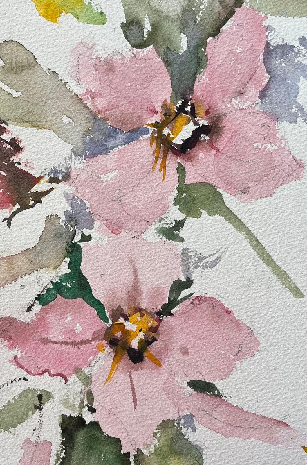 Anthony Averybritish Impressionist Watercolor Of A Loose Floral Arrangement Of Pink Blooms photo buy