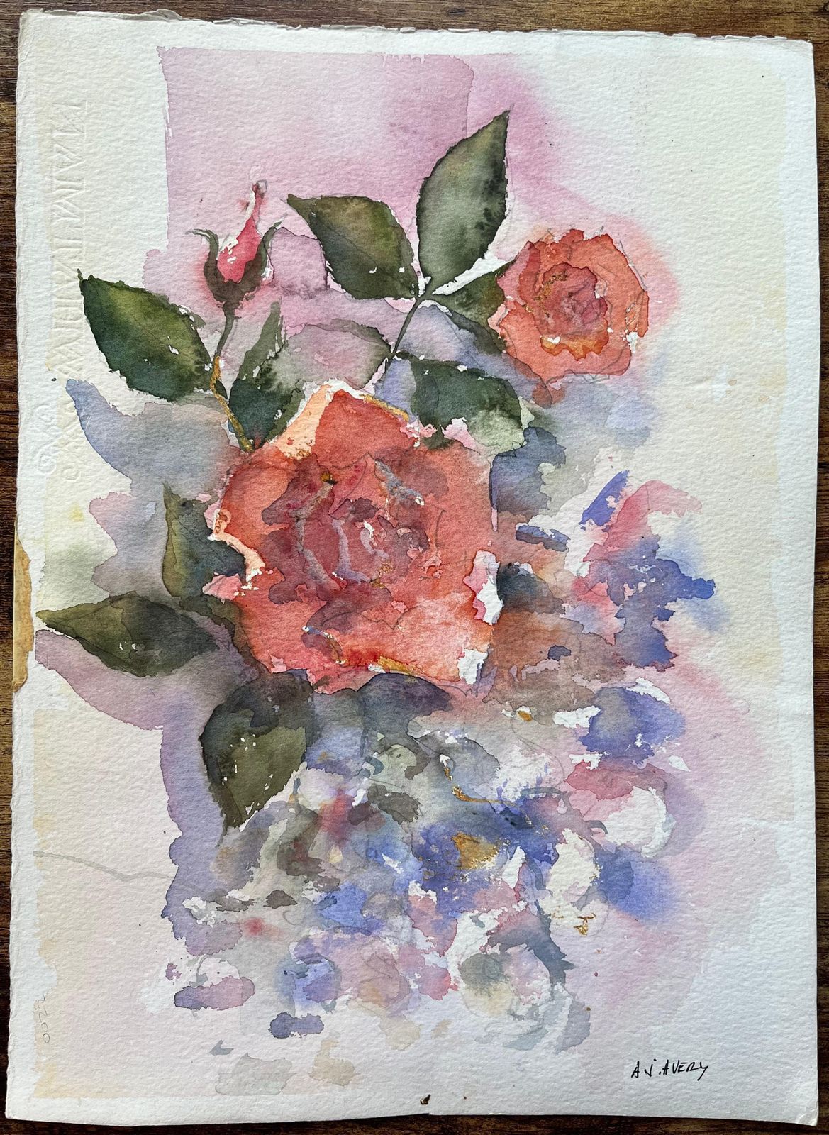 Anthony Averybritish Impressionist Watercolor Of A Bouquet Of Vibrant Roses photo furniture