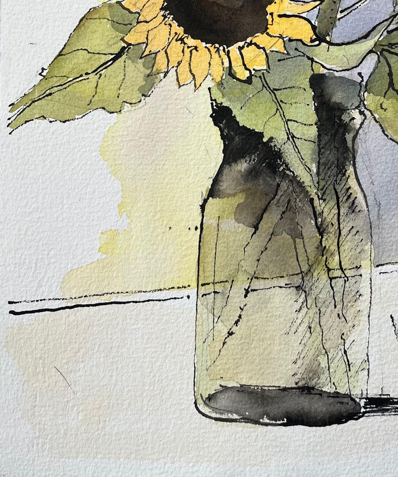 Anthony Averybritish Impressionist Watercolor Of Sunflowers In A Vase photo vinterior