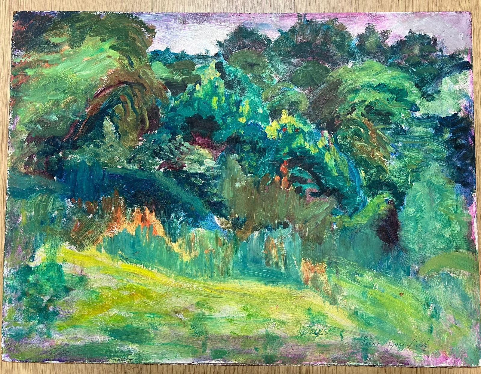 Helen Greenfieldvibrant Impressionist Landscape Of Lush Greenery And Meadow photo furniture