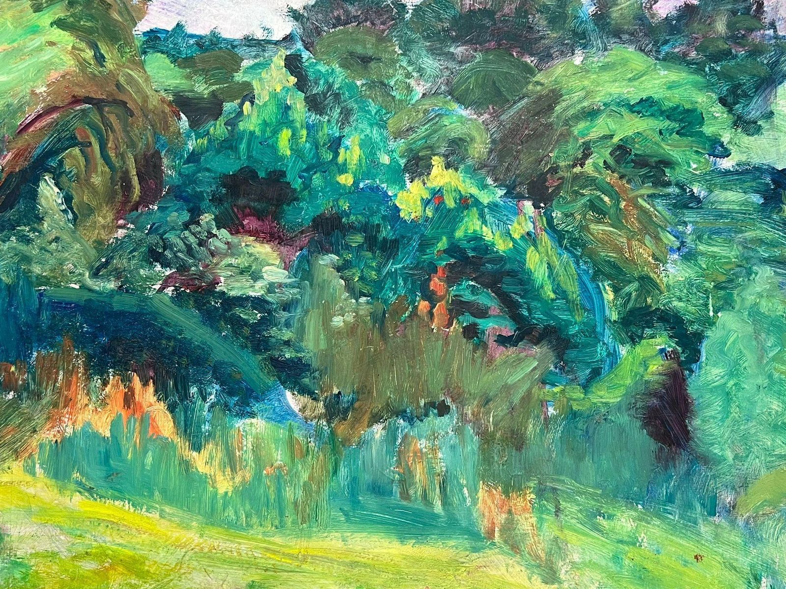 Helen Greenfieldvibrant Impressionist Landscape Of Lush Greenery And Meadow photo for sale