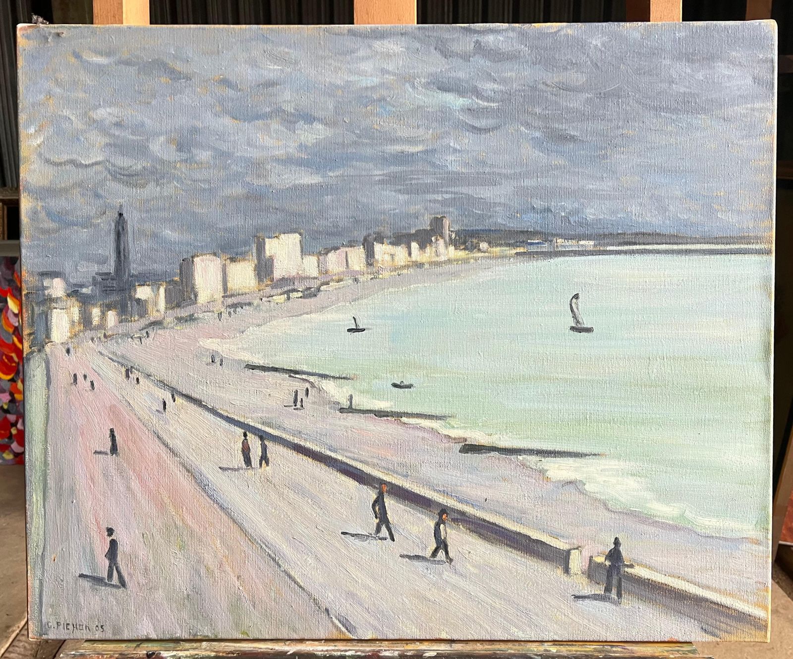 Guy Pichoncoastal French City Promenade Under Dramatic Grey Sky Landscape French Modernist photo 1320.0