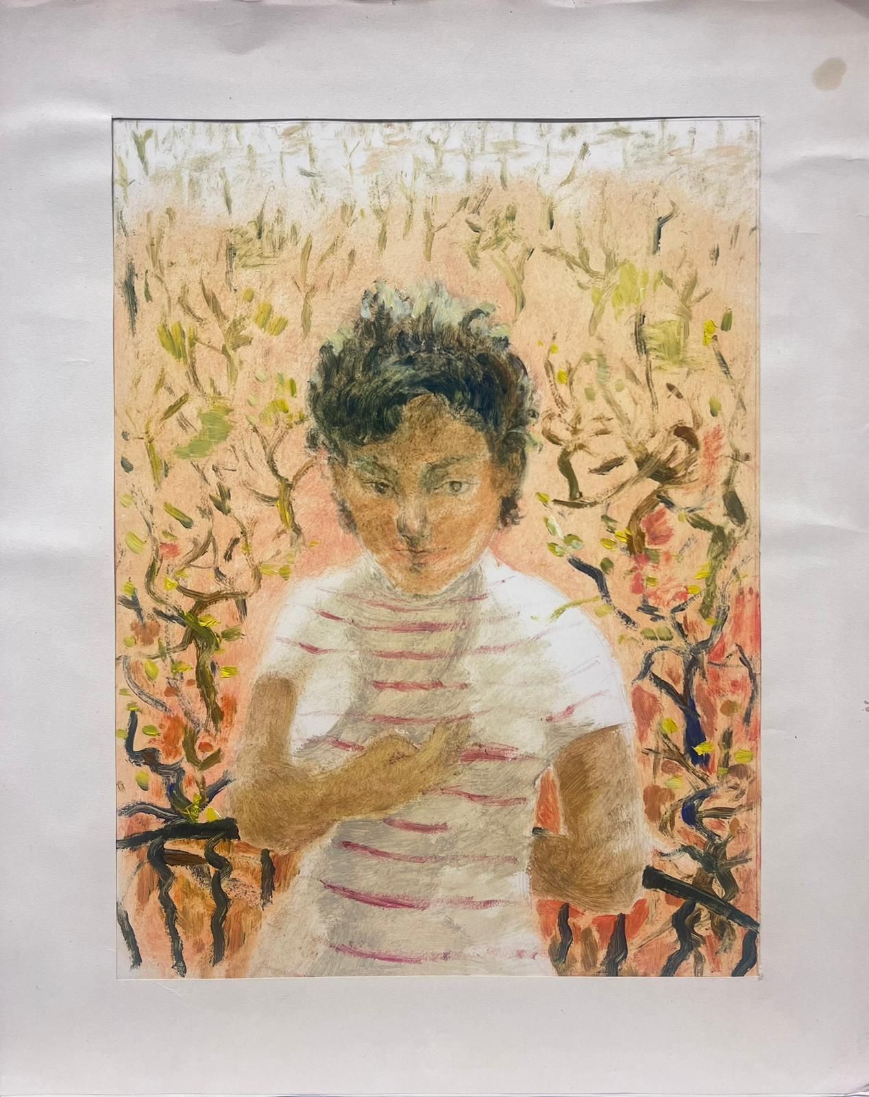 Josine Vignon1950s French Expressive Portrait Of A Young Figure Amidst Abstract Foliage1950s photo furniture