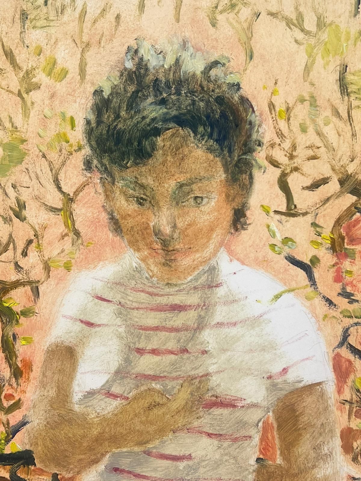 Josine Vignon1950s French Expressive Portrait Of A Young Figure Amidst Abstract Foliage1950s photo Art