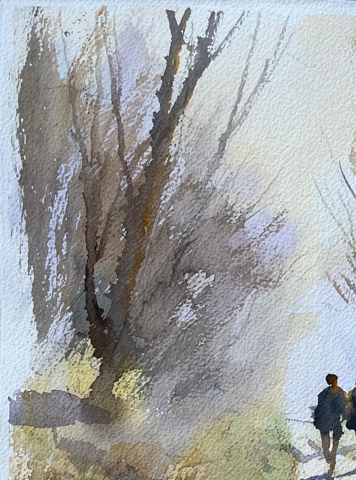 Anthony Averybritish Impressionist Watercolor Of Woodland Walk With Figures And Dog photo 524.0