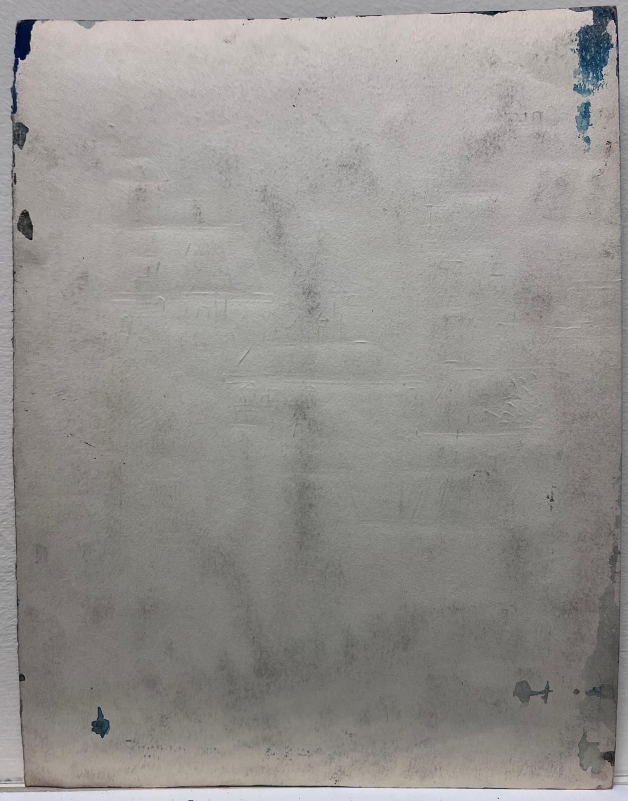 French Schoolmoody Abstract Urban Blue And Grey Landscape With Architectural Sketches photo vinterior
