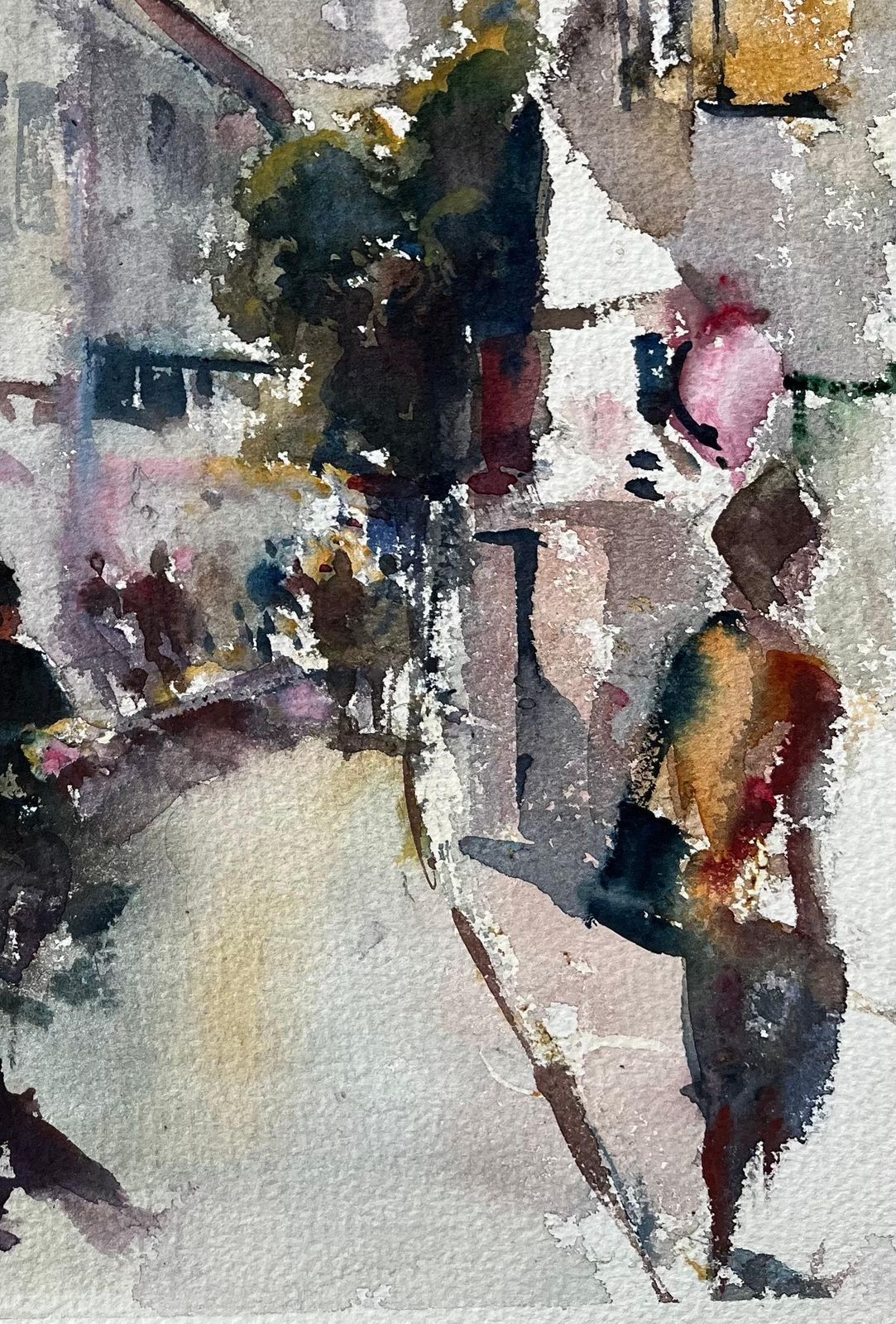 Anthony Averybritish Impressionist Watercolor Of A Bustling Street With Church Tower photo 529.0