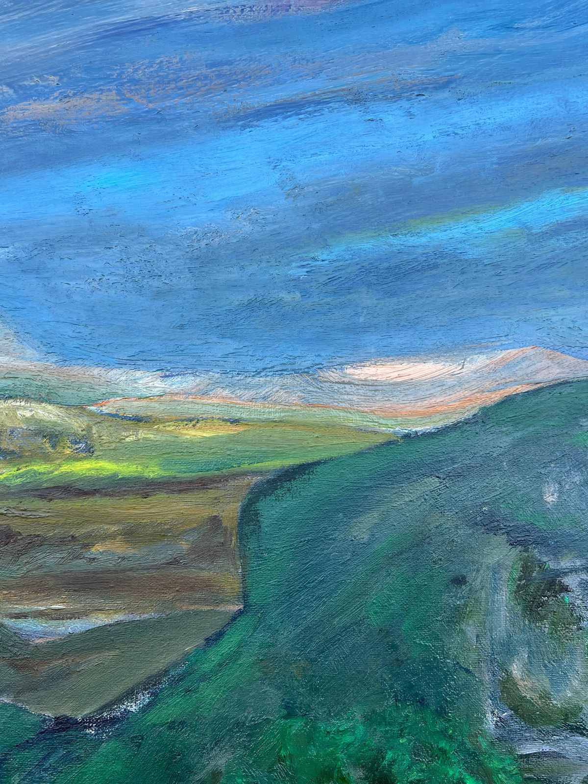 Gilbert Pelissier1980's French Expressionist Painting Rolling Hills And Valleys Verdant Landscape1985 photo 1715.0