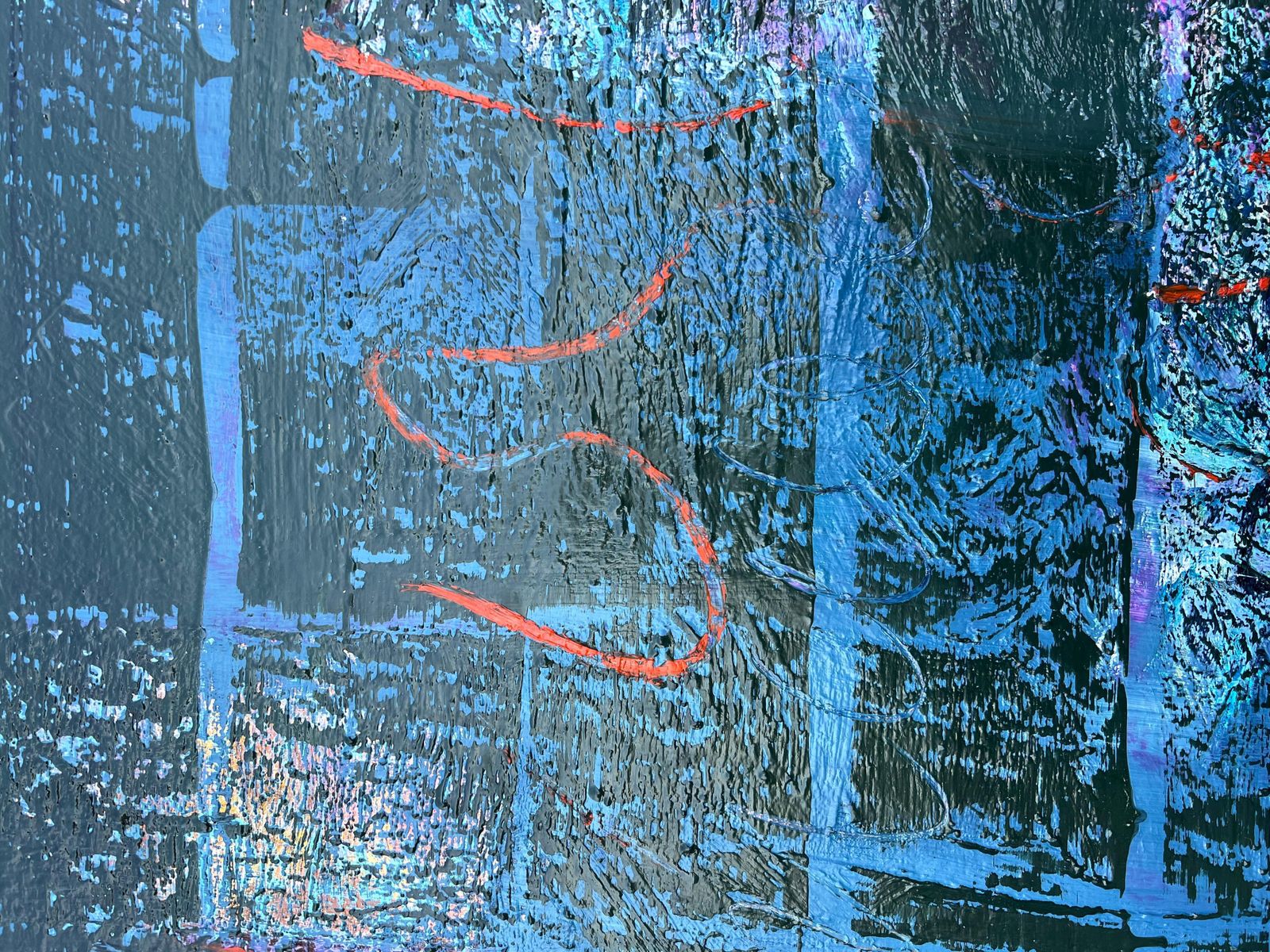 Gilbert Pelissiervery Large French 20th Century Blue Textured Abstract Composition Painting photo Art