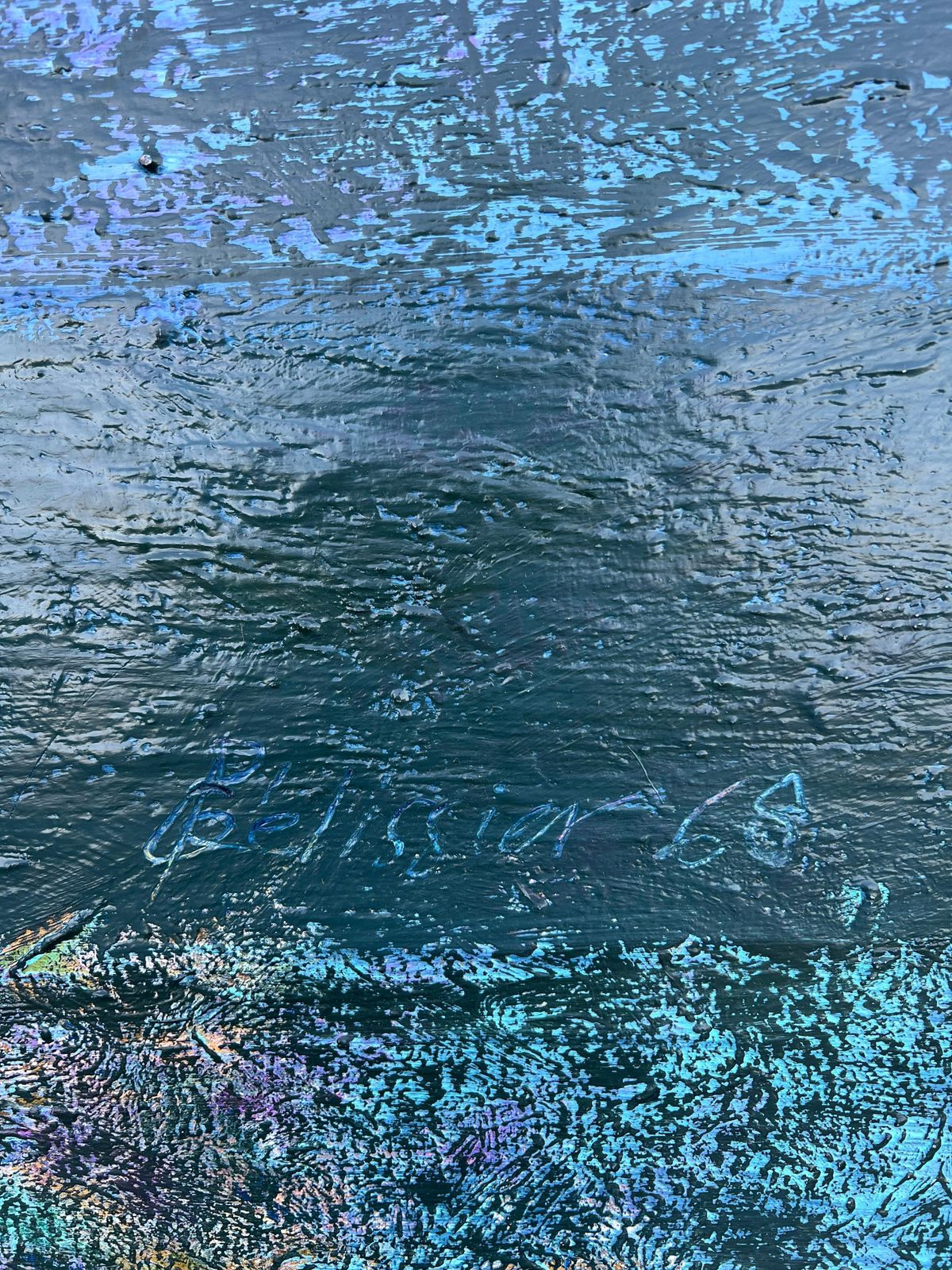Gilbert Pelissiervery Large French 20th Century Blue Textured Abstract Composition Painting photo vinterior