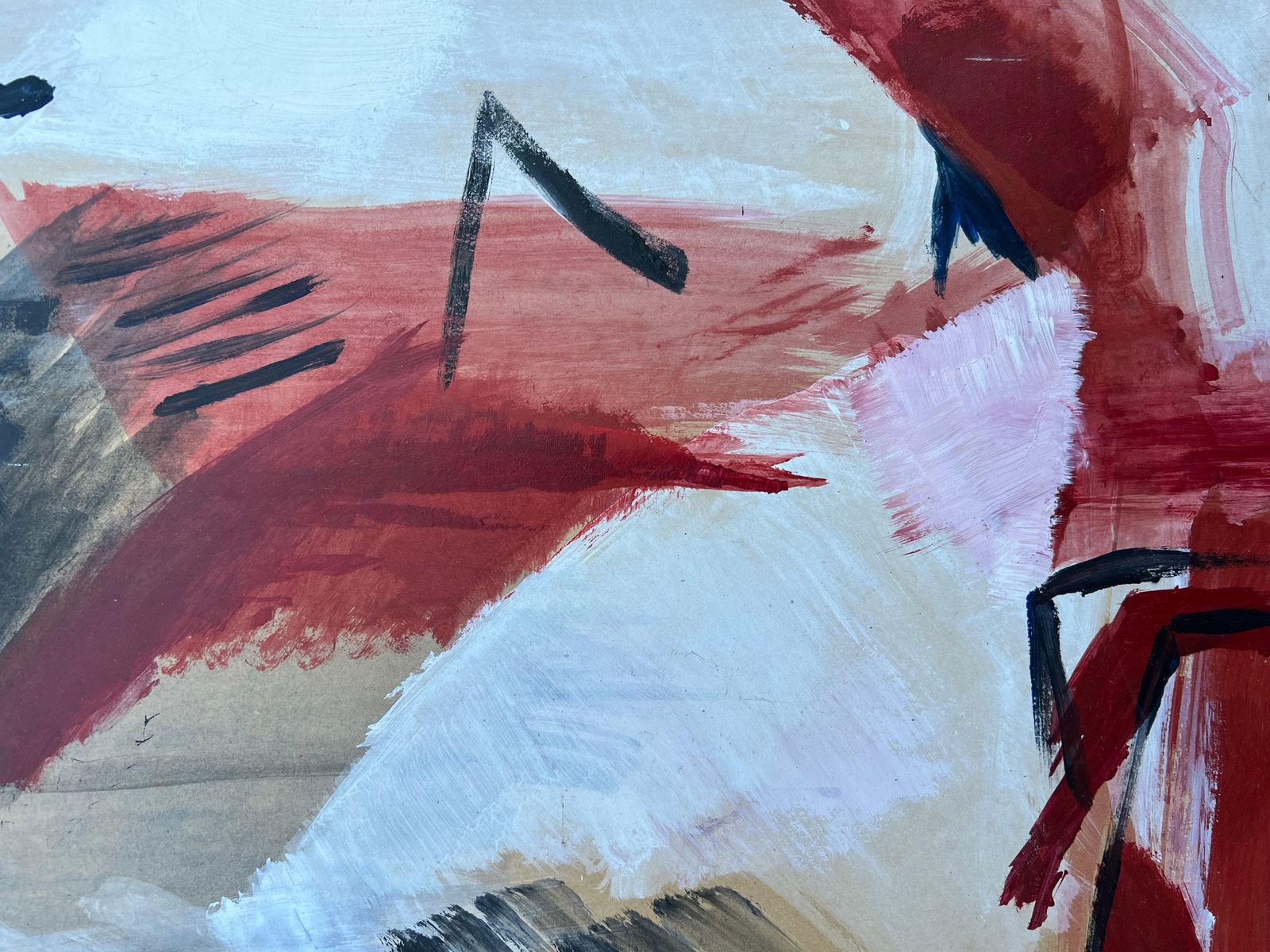 Marie Deloume (French Born 1942)huge French 20th Century Black Red & White Bold Abstract Expression Painting1982 photo buy