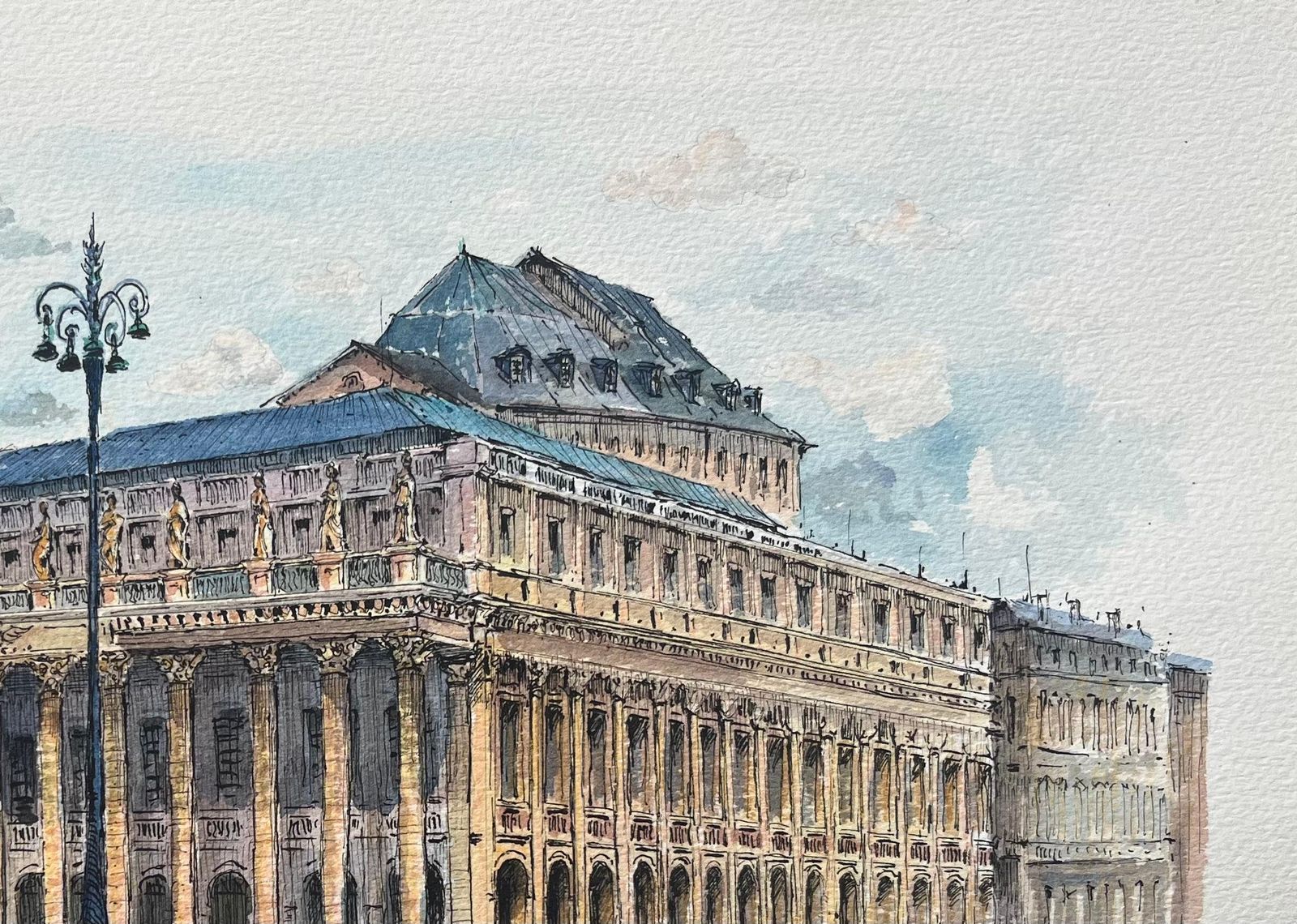 Robert Lepine (1929   2017)french Watercolor Of "Bordeaux: Le Grand Théâtre"20th Century photo vinterior