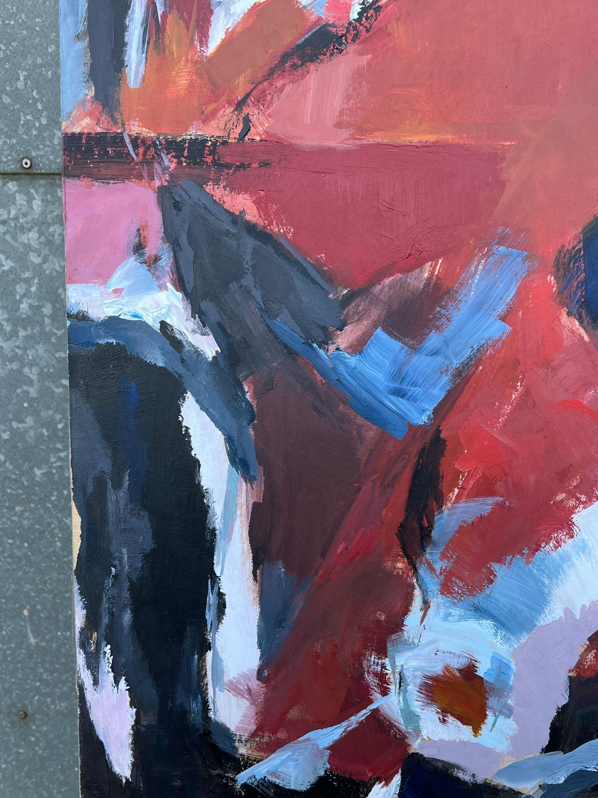 Marie Deloume (French Born 1942)huge French 20th Century Navy Red White Bold Abstract Expression photo vinterior