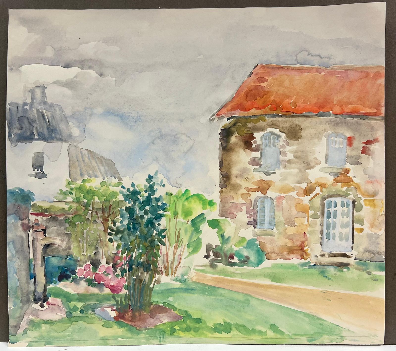 Regine Davidmid 20th Century French Charming Cottage Garden Landscape1975 photo furniture
