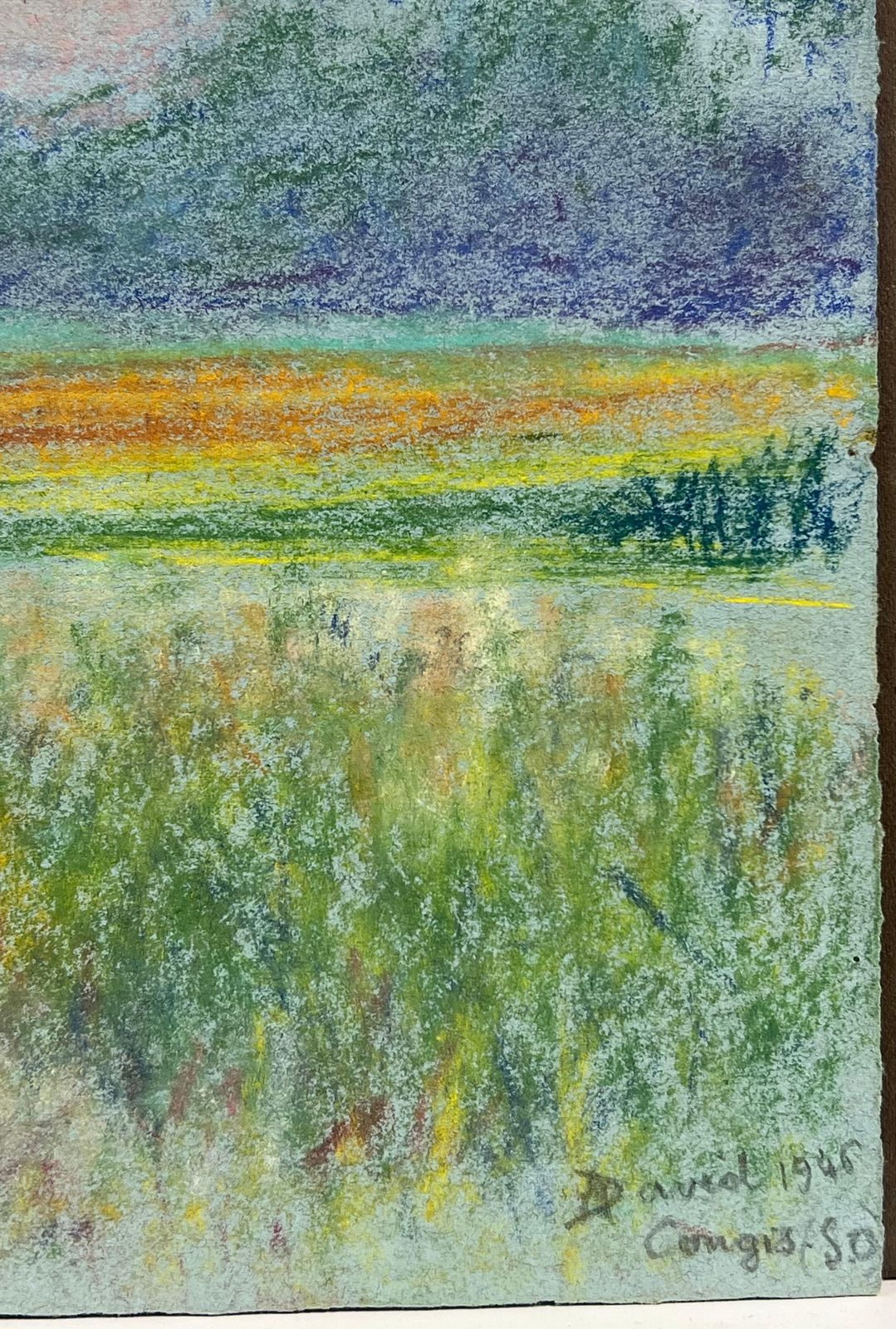 Regine Davidmid 20th Century French Countryside Pastel Landscape Of A Farmhouse In Field1946 photo vinterior
