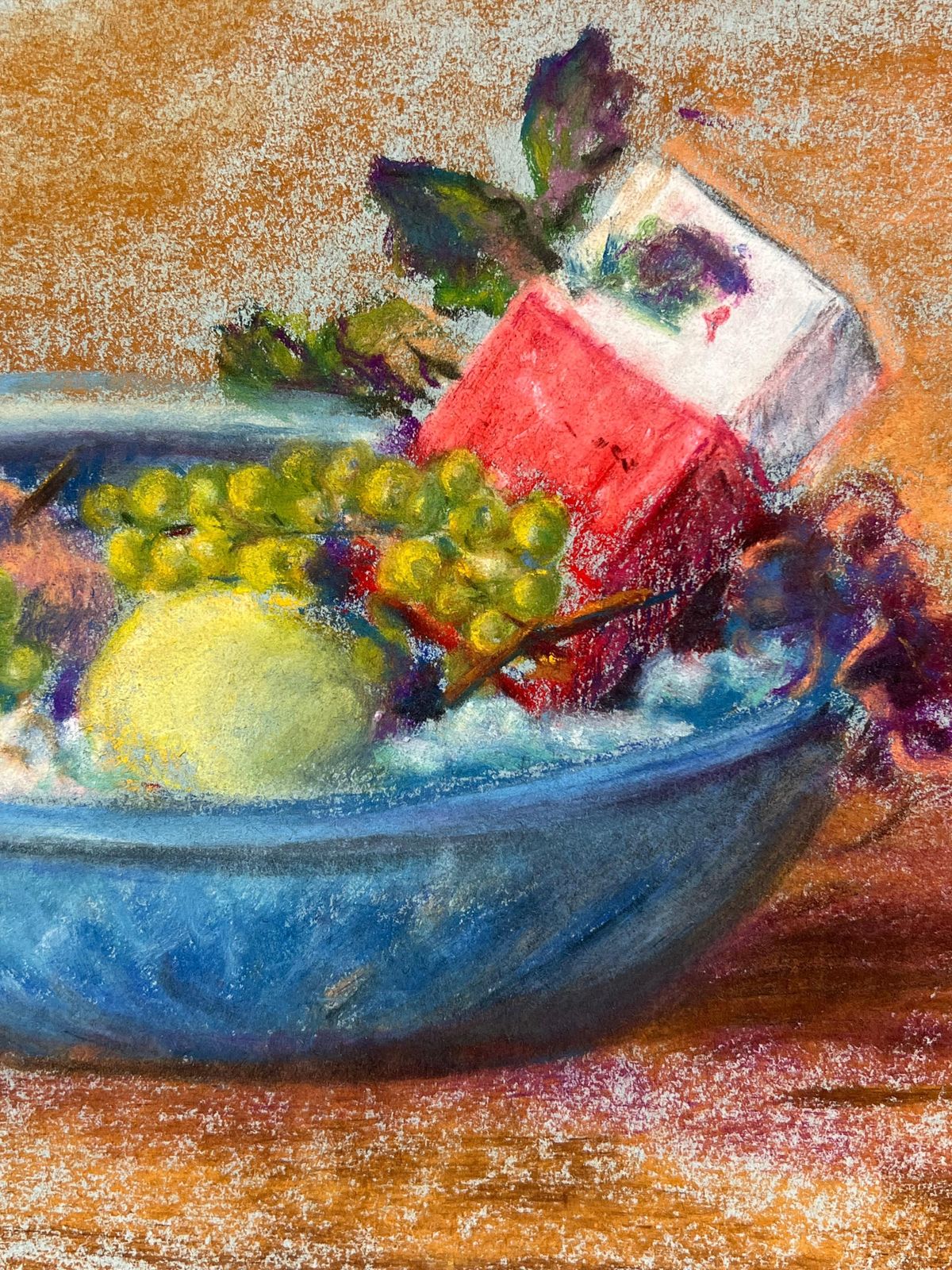 Regine Davidmid 20th Century French Pastel Still Life Of Fruit In A Blue Bowl1947 photo vinterior