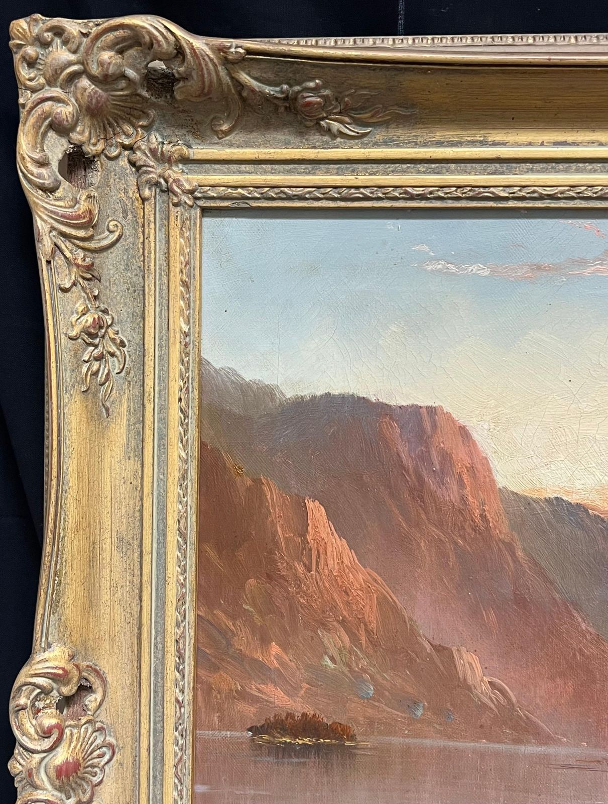 F. E. Jamiesonsunset Antique Scottish Landscape Signed Oil Painting Cottage By Highland Loch1920's photo 1674.0