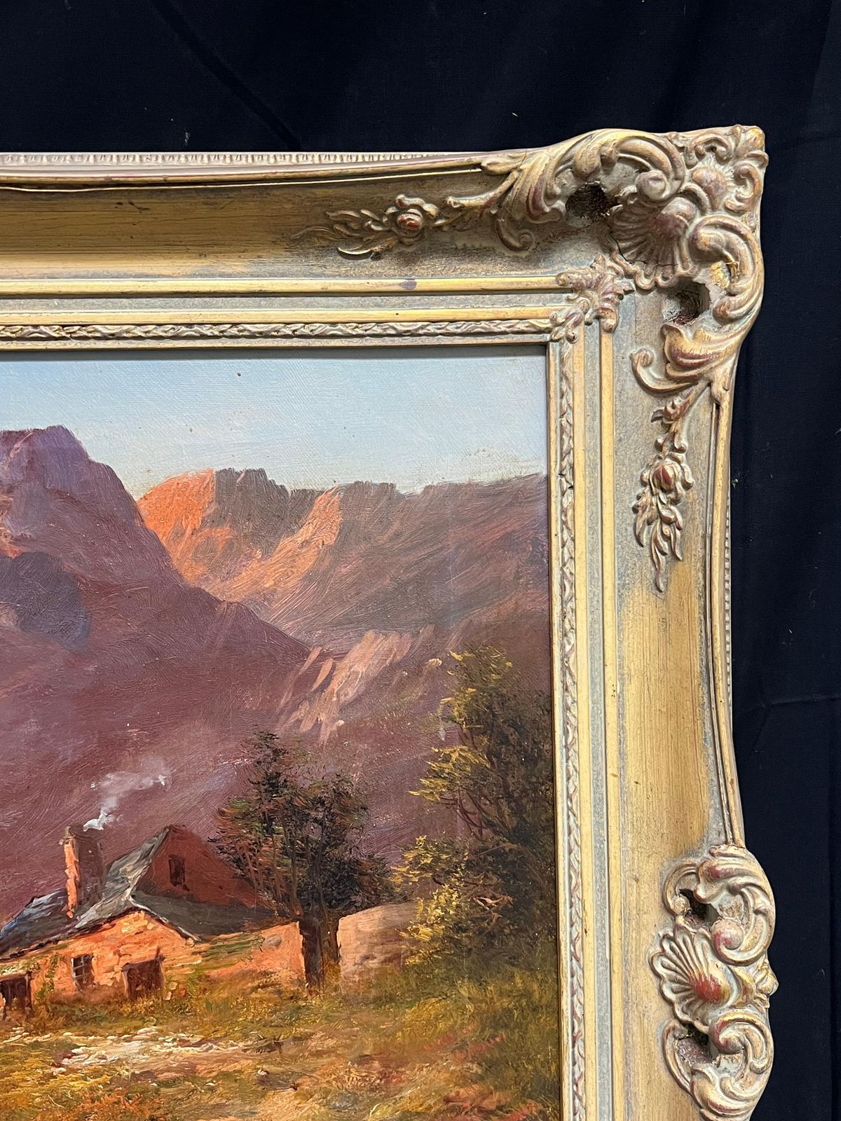 F. E. Jamiesonsunset Antique Scottish Landscape Signed Oil Painting Cottage By Highland Loch1920's photo buy
