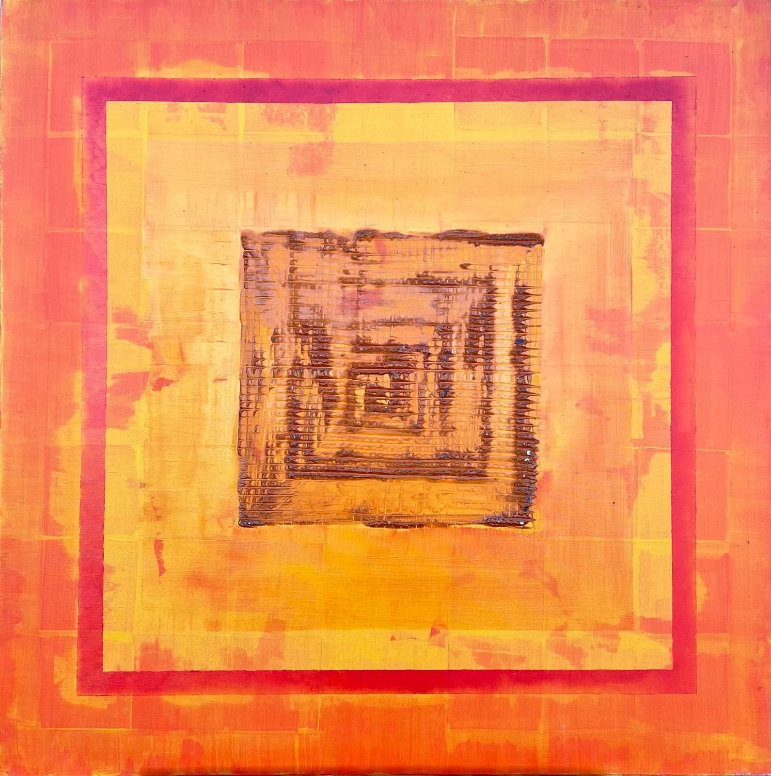 Jacques Coulais (1955 2011)very Large French Expressionist Abstract Original Painting Bright Orange Colors20th Century