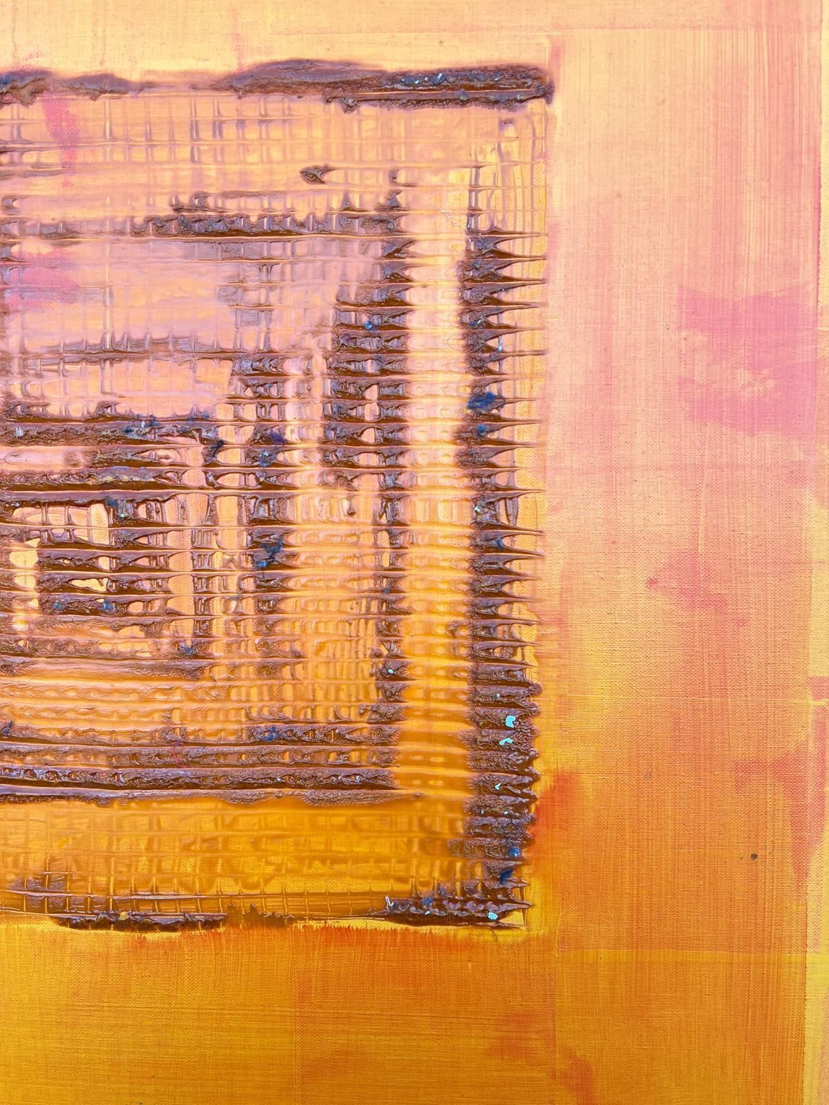 Jacques Coulais (1955 2011)very Large French Expressionist Abstract Original Painting Bright Orange Colors20th Century photo buy