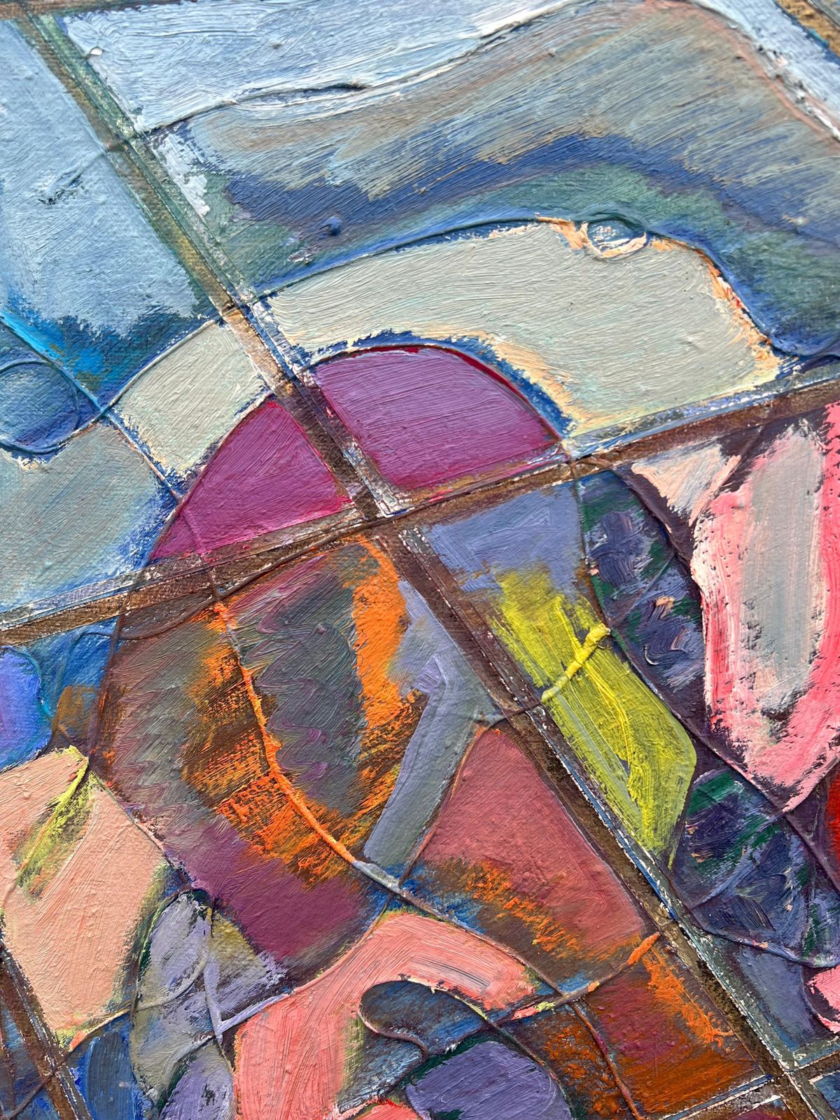 Gilbert Pelissierfrench 20th Century Abstract Interwoven Hues On Tiled Landscape Vibrant photo 1715.0