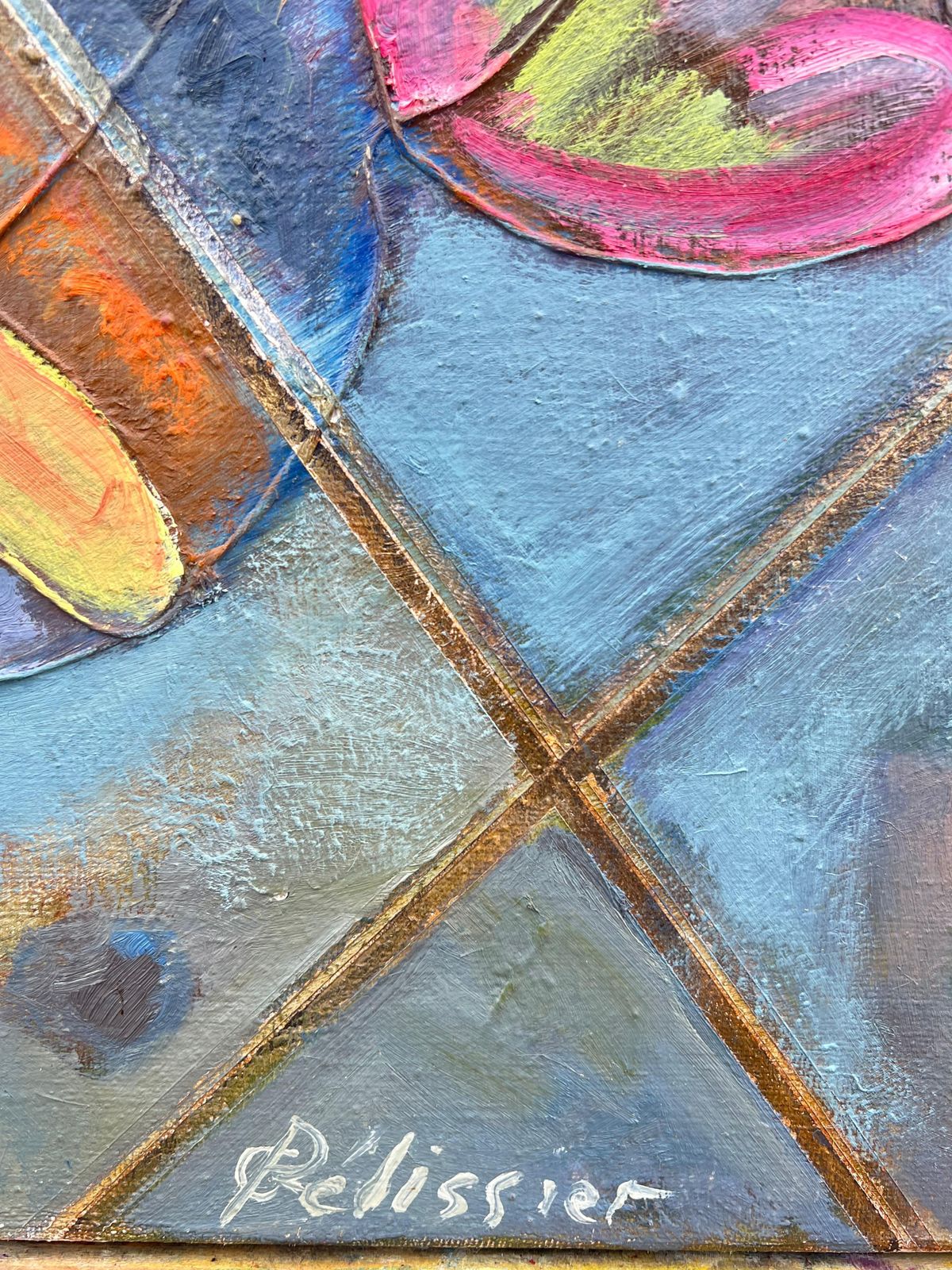 photo furniture Gilbert Pelissierfrench 20th Century Abstract Interwoven Hues On Tiled Landscape Vibrant