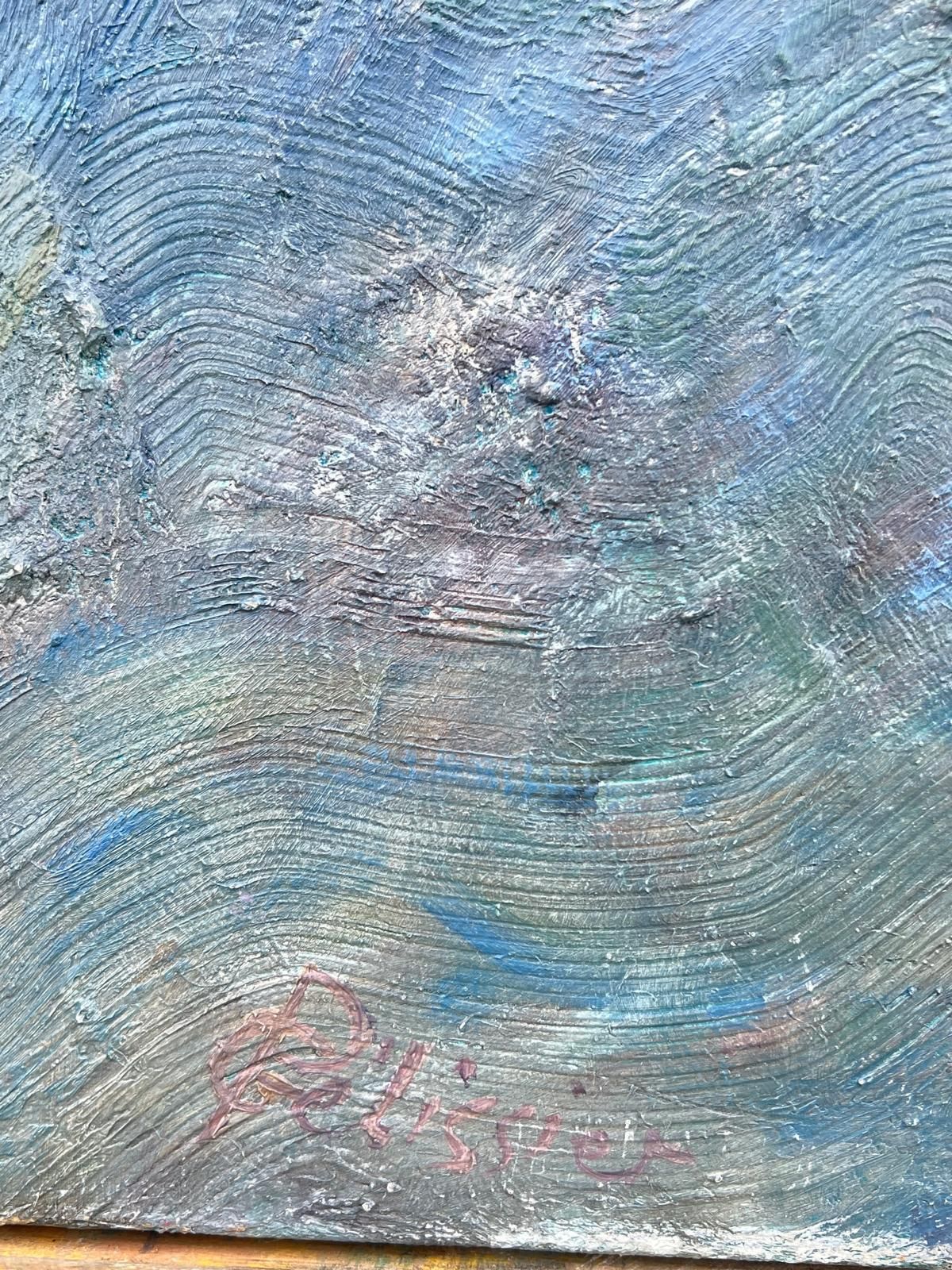 Gilbert Pelissierfrench 20th Century Painting Layered Earth Like Spheres In Abstract Composition1985 photo for sale