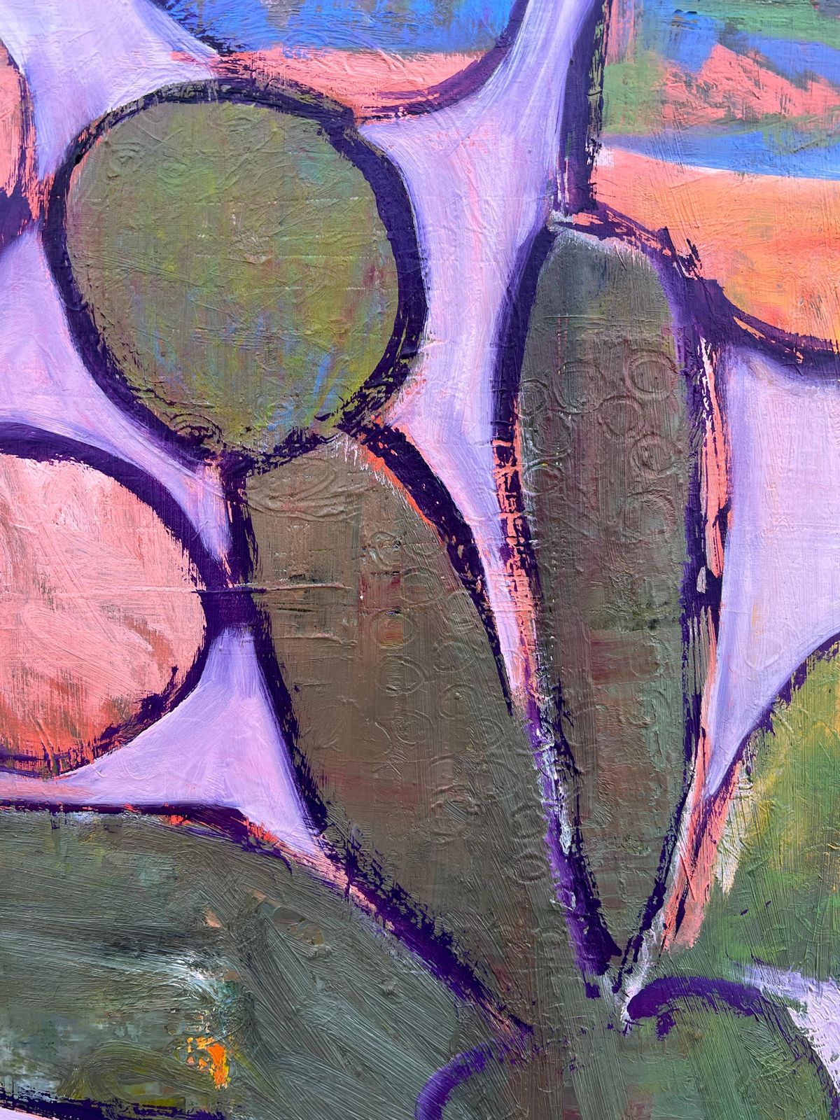 Gilbert Pelissierfrench 20th Century Oil Pink Bright Bubble Of Colors Abstract Organic Forms1982 photo vinterior