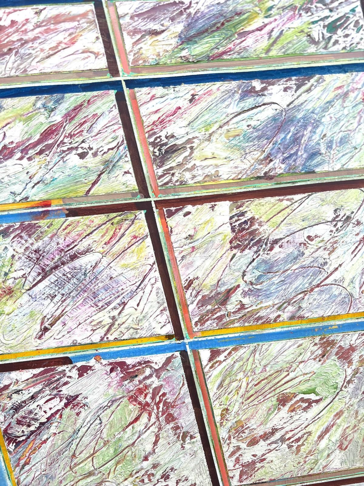 Gilbert Pelissierfrench 20th Century Abstract Textured Pastel Grids Intersecting Lines Oil1982 photo for sale