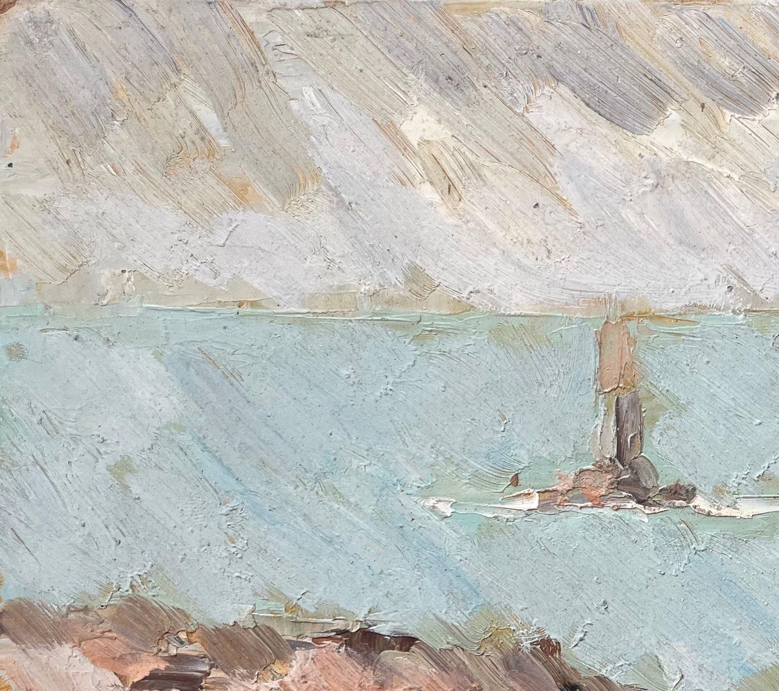 Fanch Lelfrench Impressionist Oil Painting Of A Coastal Lighthouse photo 326.0
