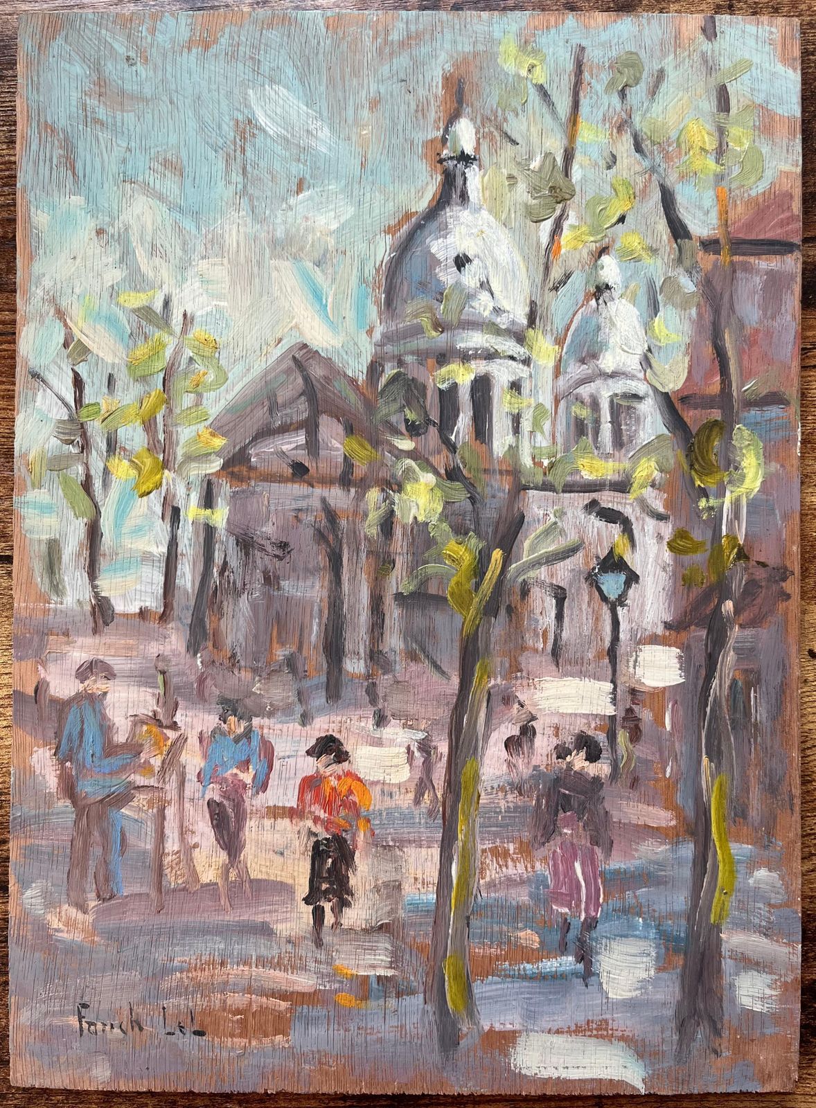 Fanch Lelfrench Impressionist Oil Painting Of Basilica Of Sacré Cœur And Street Scene photo furniture